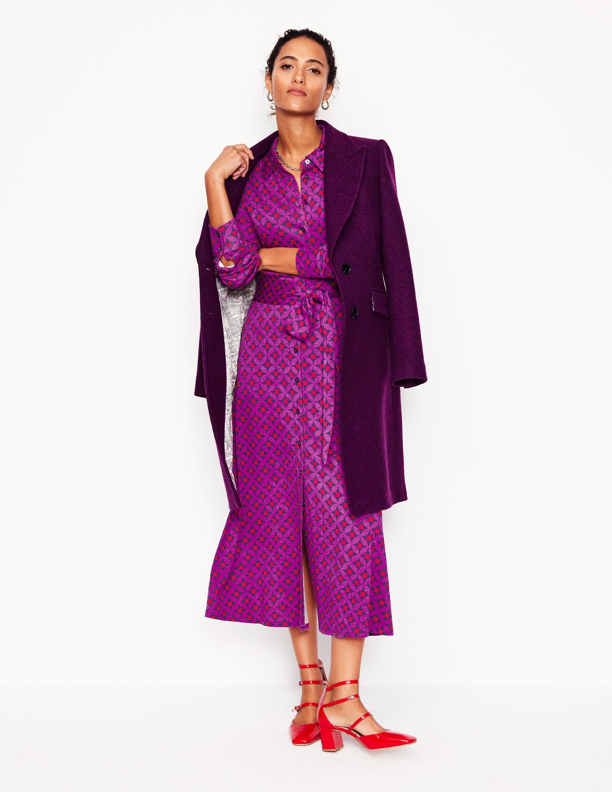 Marcia Jersey Midi Shirt Dress-Regal Purple, Diamond Terrace - Image 5