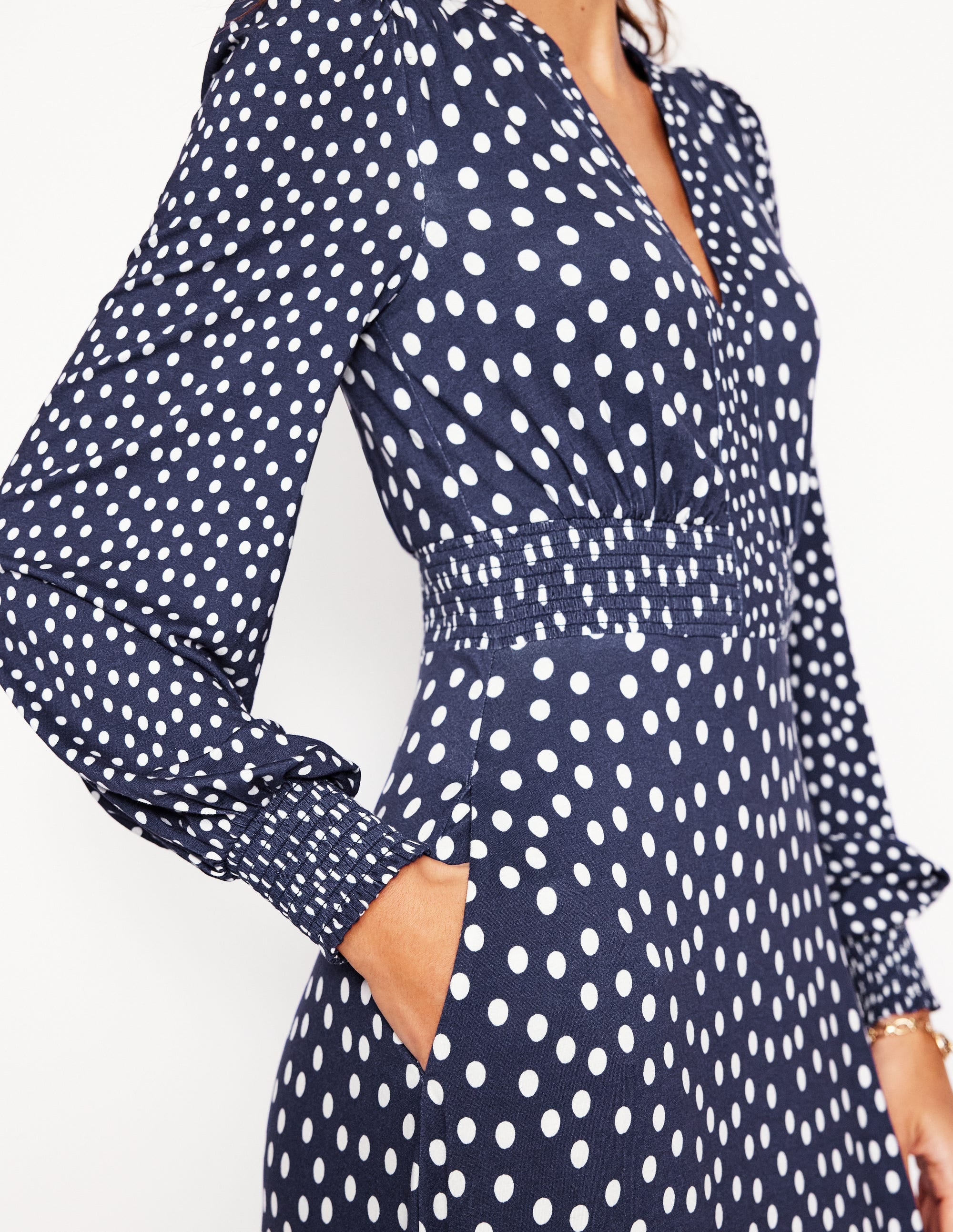 Georgia Jersey Midi Dress-College Navy, Abstract Dot - Image 4