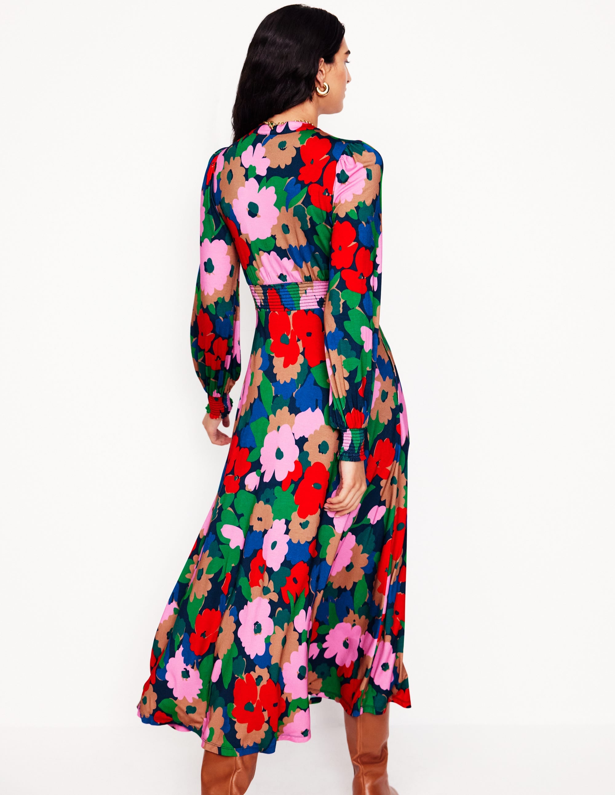 Georgia Jersey Midi Dress-Multi, Painterly Meadow - Image 3