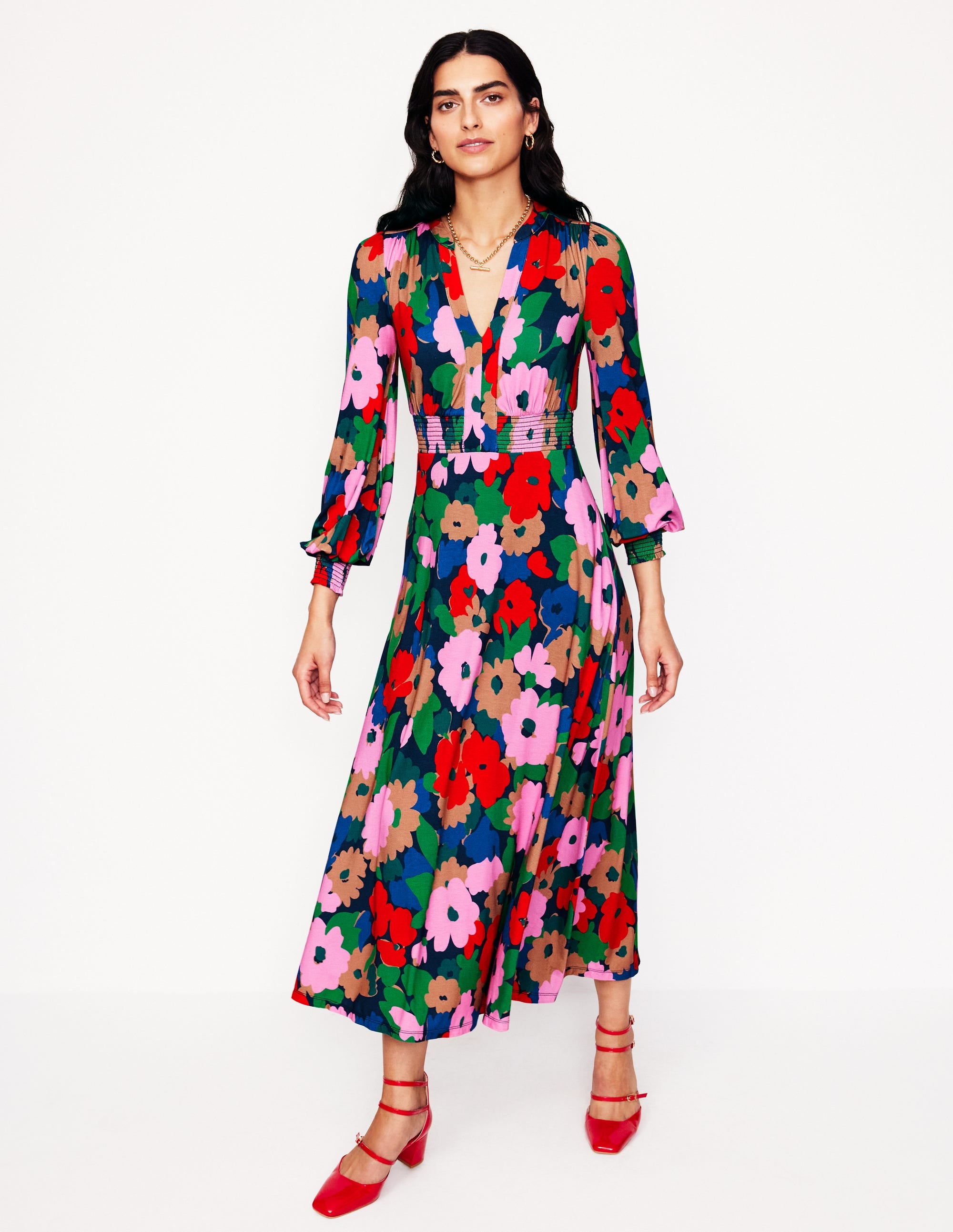 Georgia Jersey Midi Dress-Multi, Painterly Meadow - Image 5