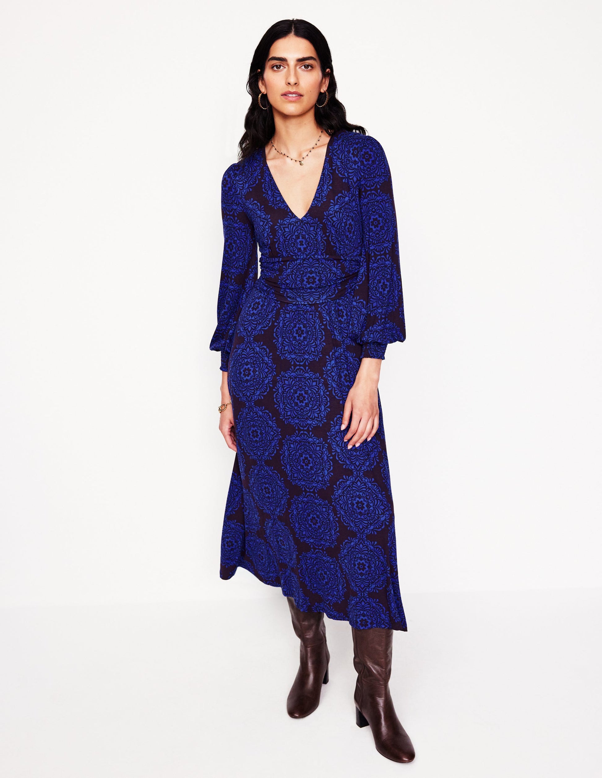 Daphne Jersey Maxi Dress-Purple, Mosaic Cascade-4