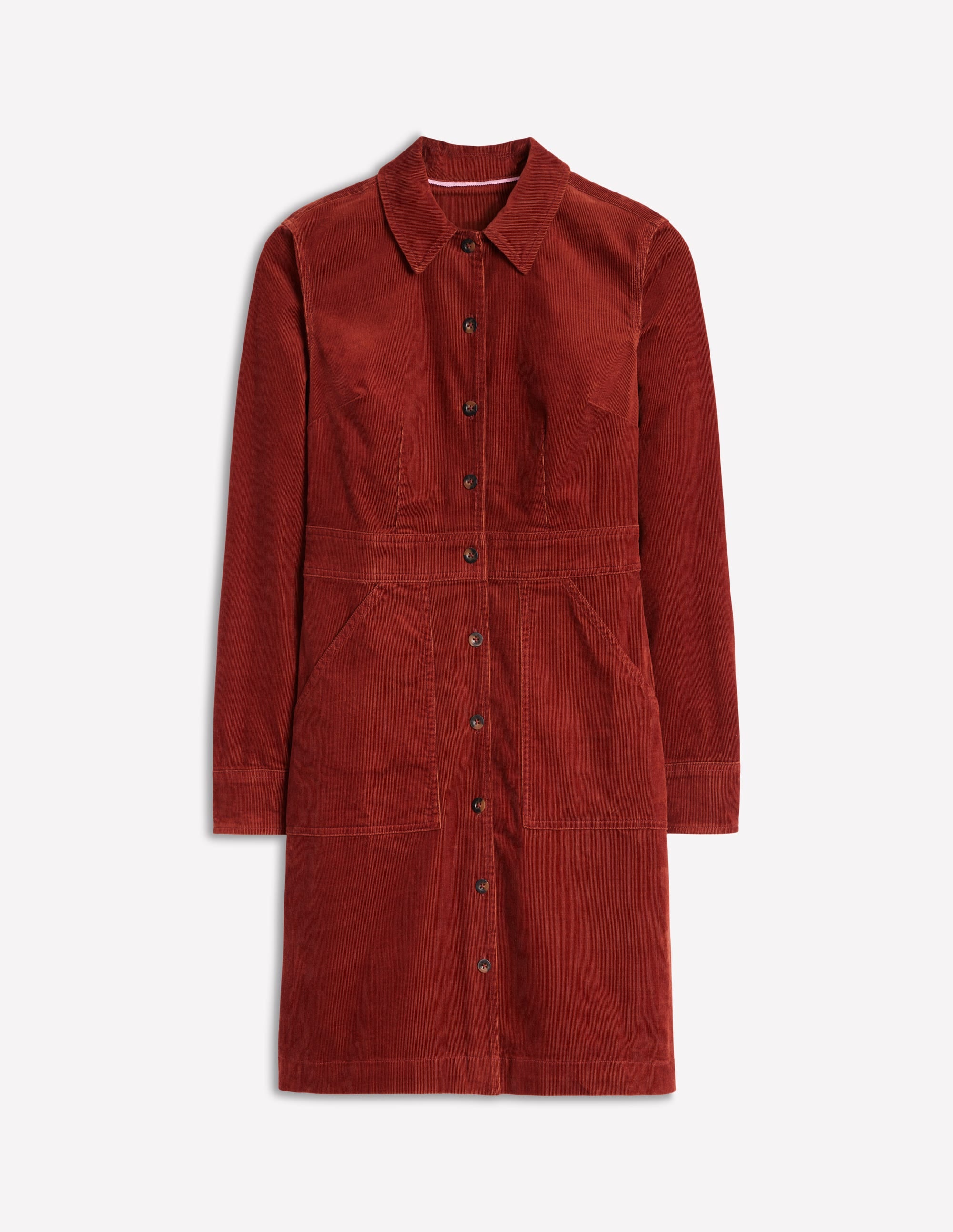 Flora Cord Shirt Dress-Cognac - Image 1