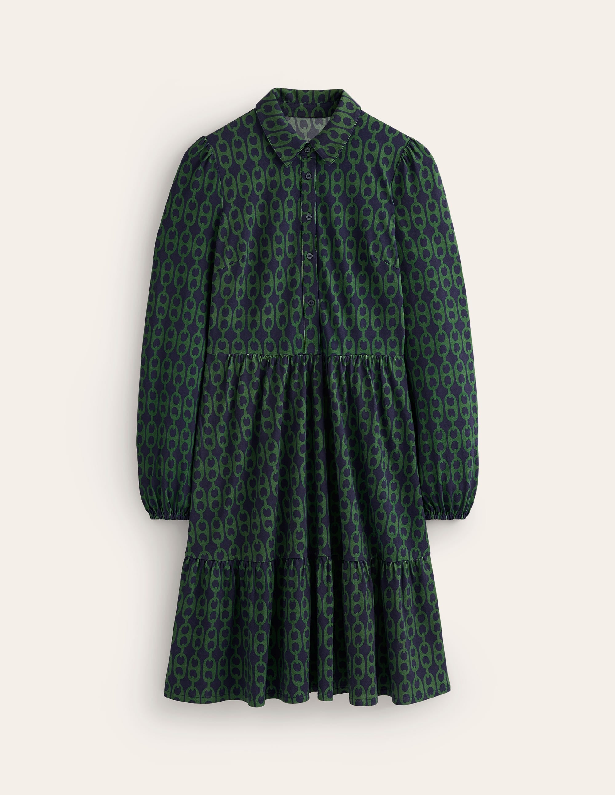 Jemima Tiered Jersey Dress-Pine, Geo Chain - Image 5