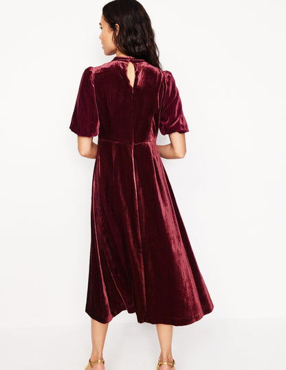 High Neck Velvet Dress-Cabernet-3