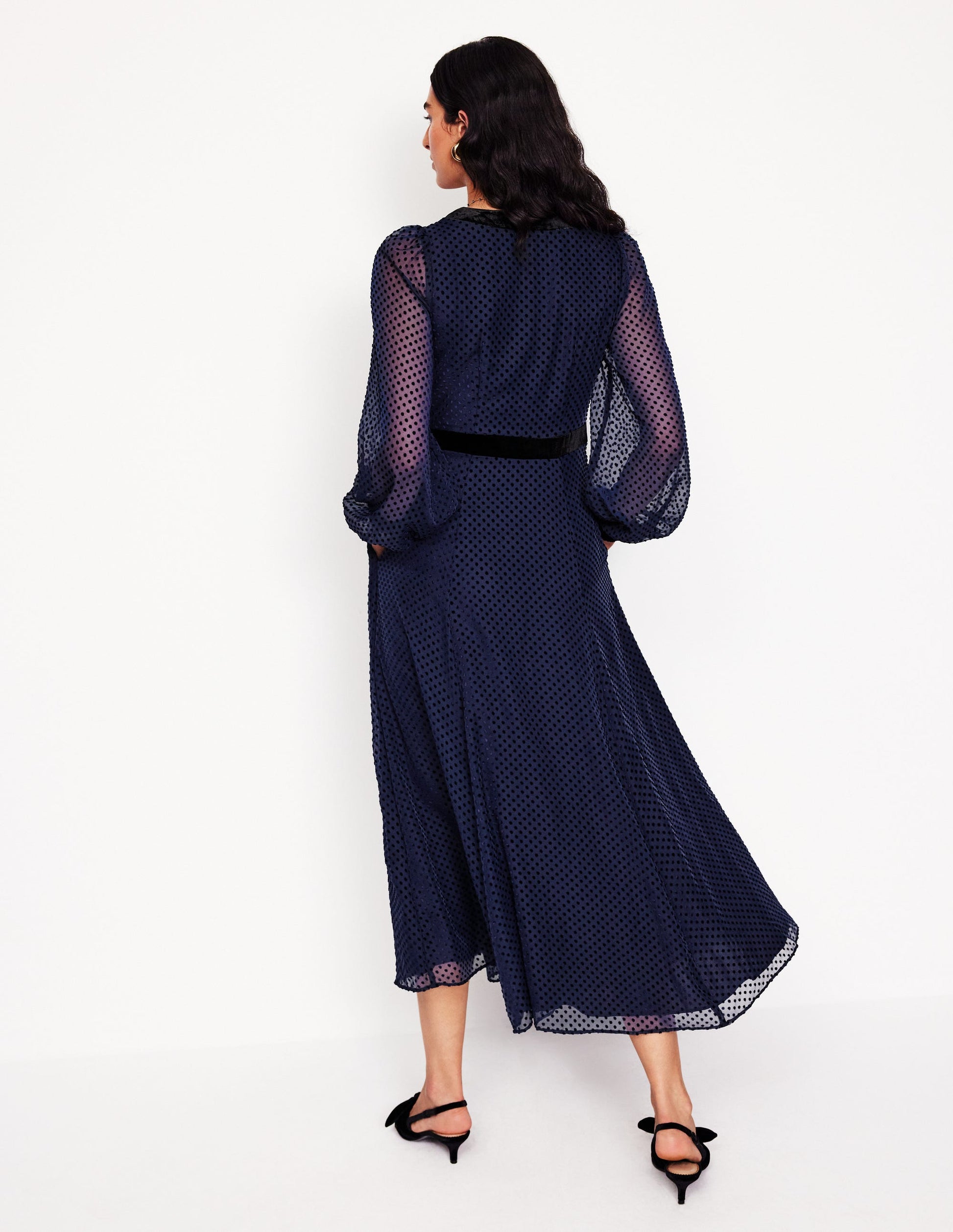 Devore Maxi Tea Dress-Navy, Devore Spot-3