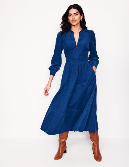 Zoe Zip Up Cord Midi Dress-Atlantic-4