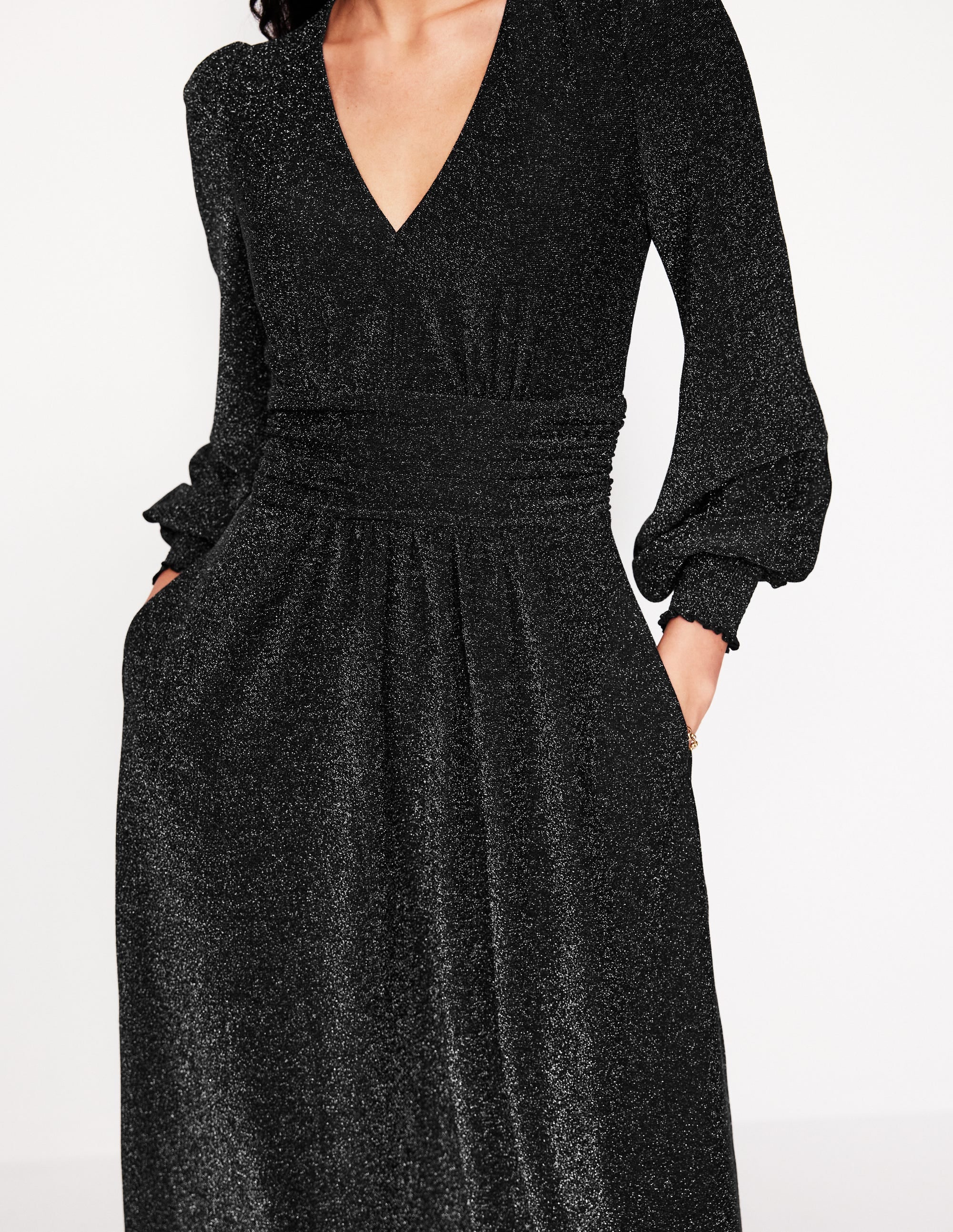 Daphne Metallic Midi Dress-Black - Image 2
