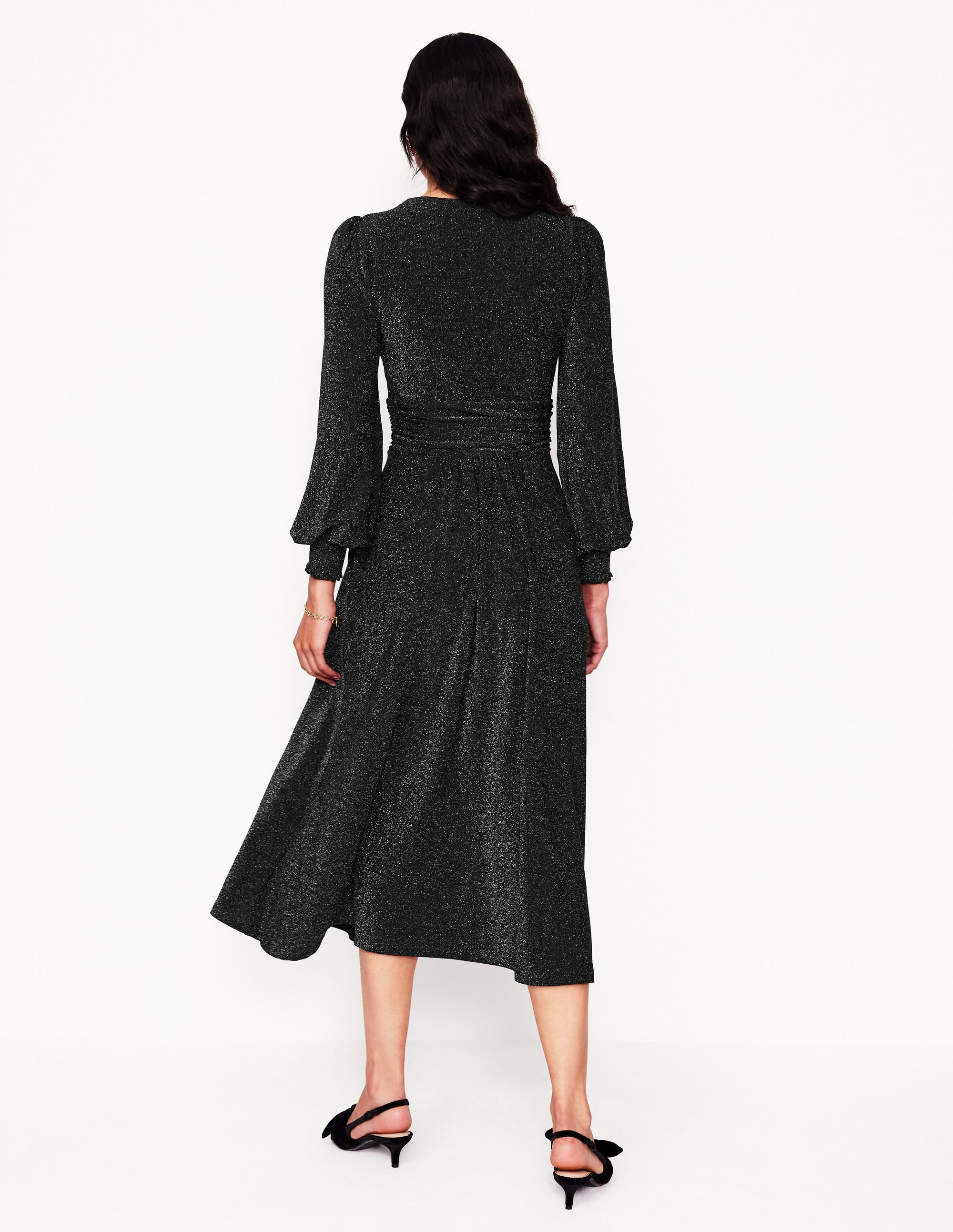 Daphne Metallic Midi Dress-Black - Image 3