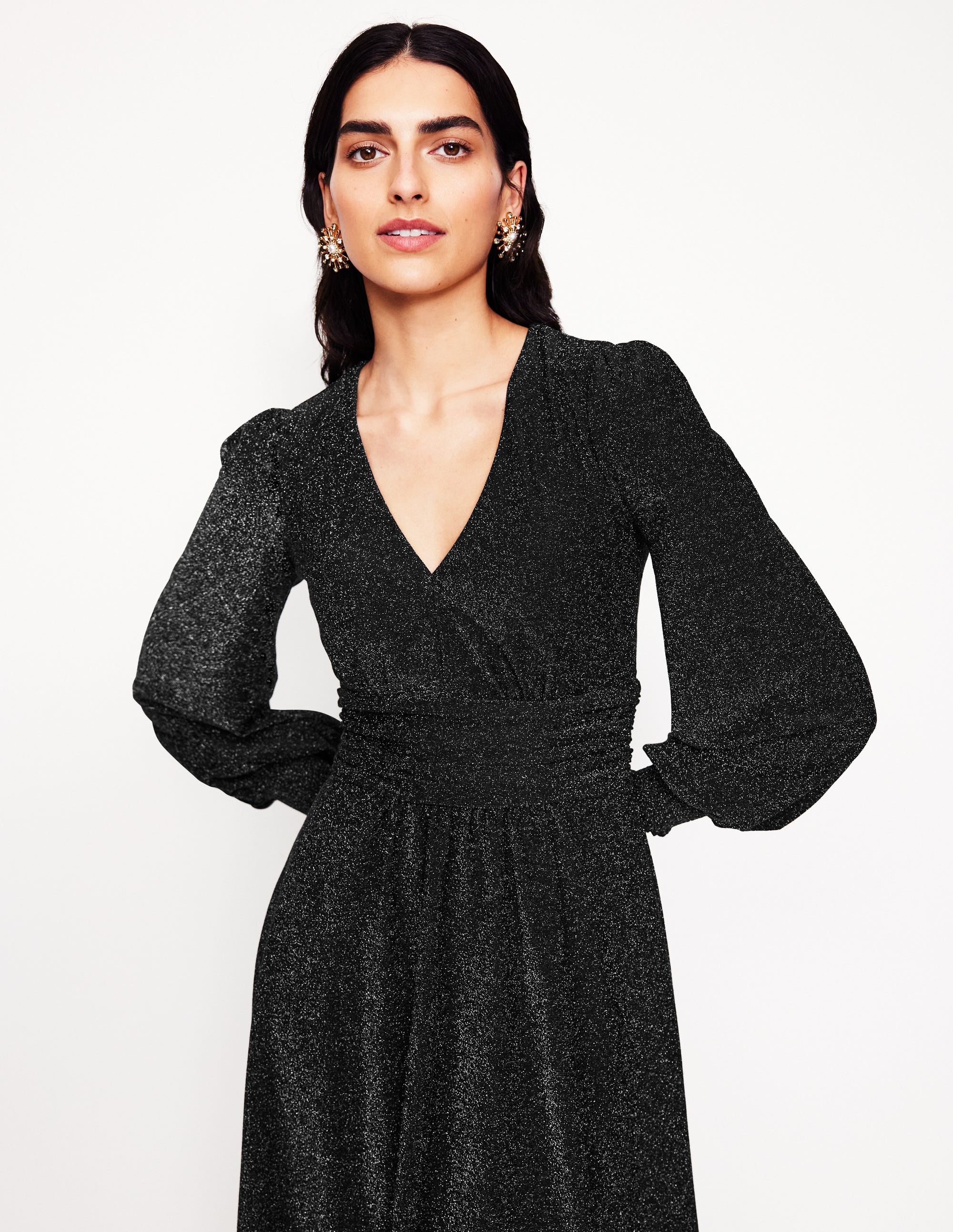 Daphne Metallic Midi Dress-Black - Image 4