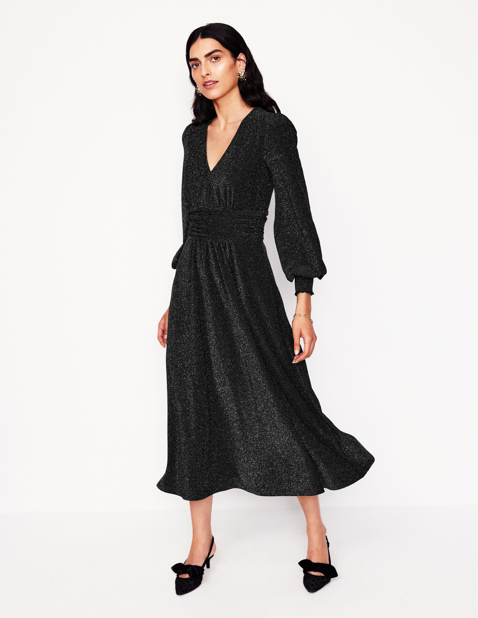 Daphne Metallic Midi Dress-Black - Image 5