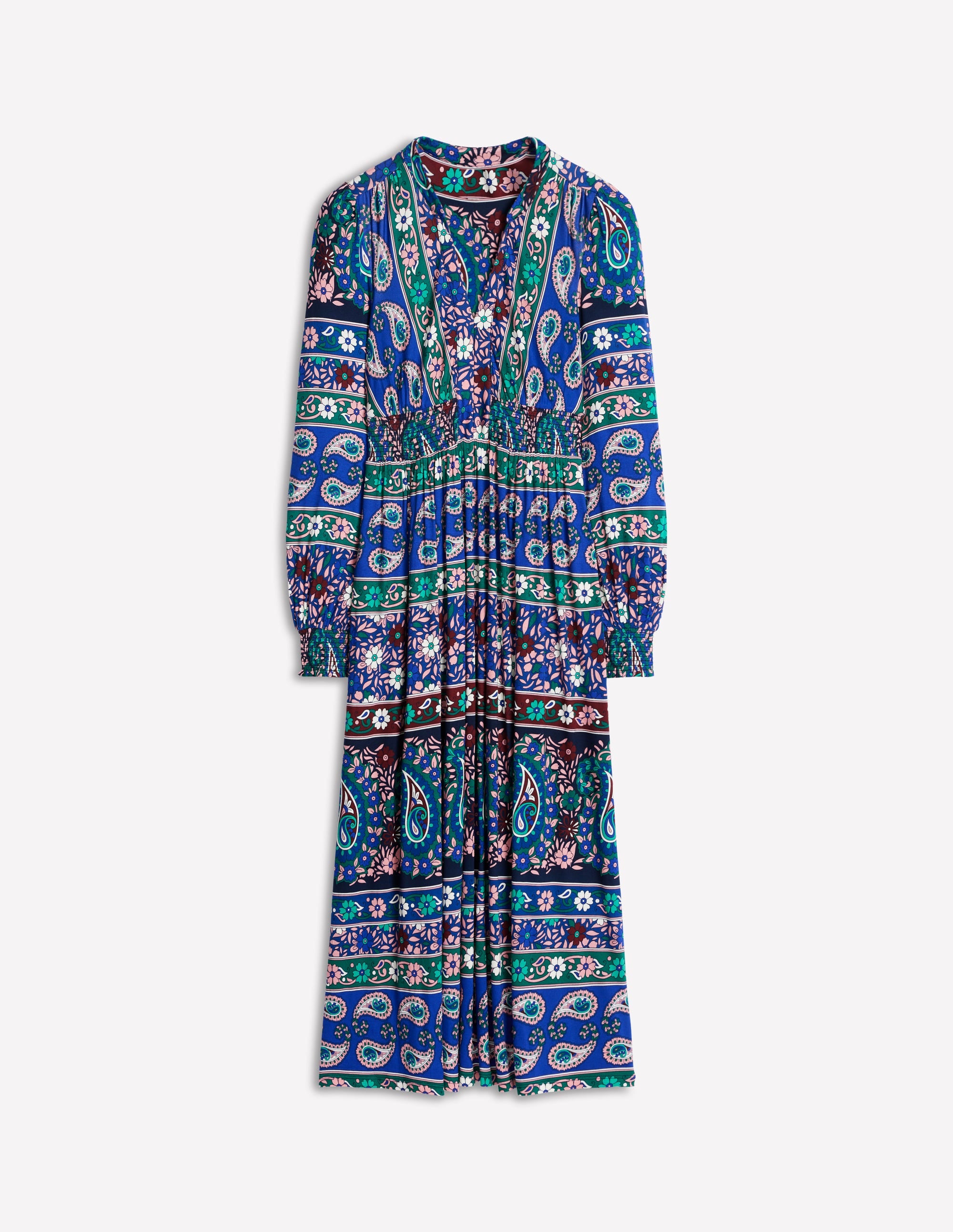 Georgia Jersey Midi Dress-Rich Blue, Paisley Medley - Image 7