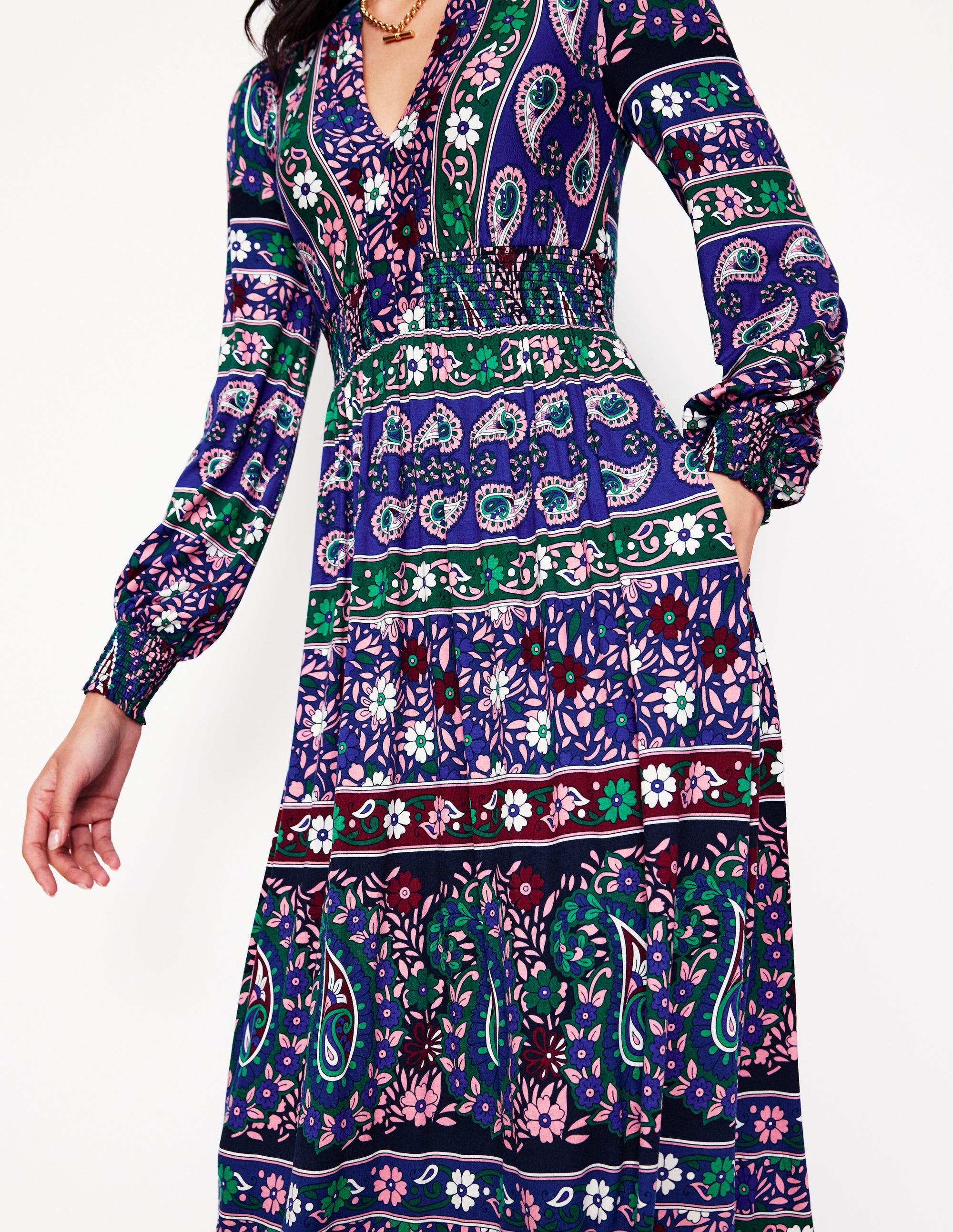 Georgia Jersey Midi Dress-Rich Blue, Paisley Medley - Image 2