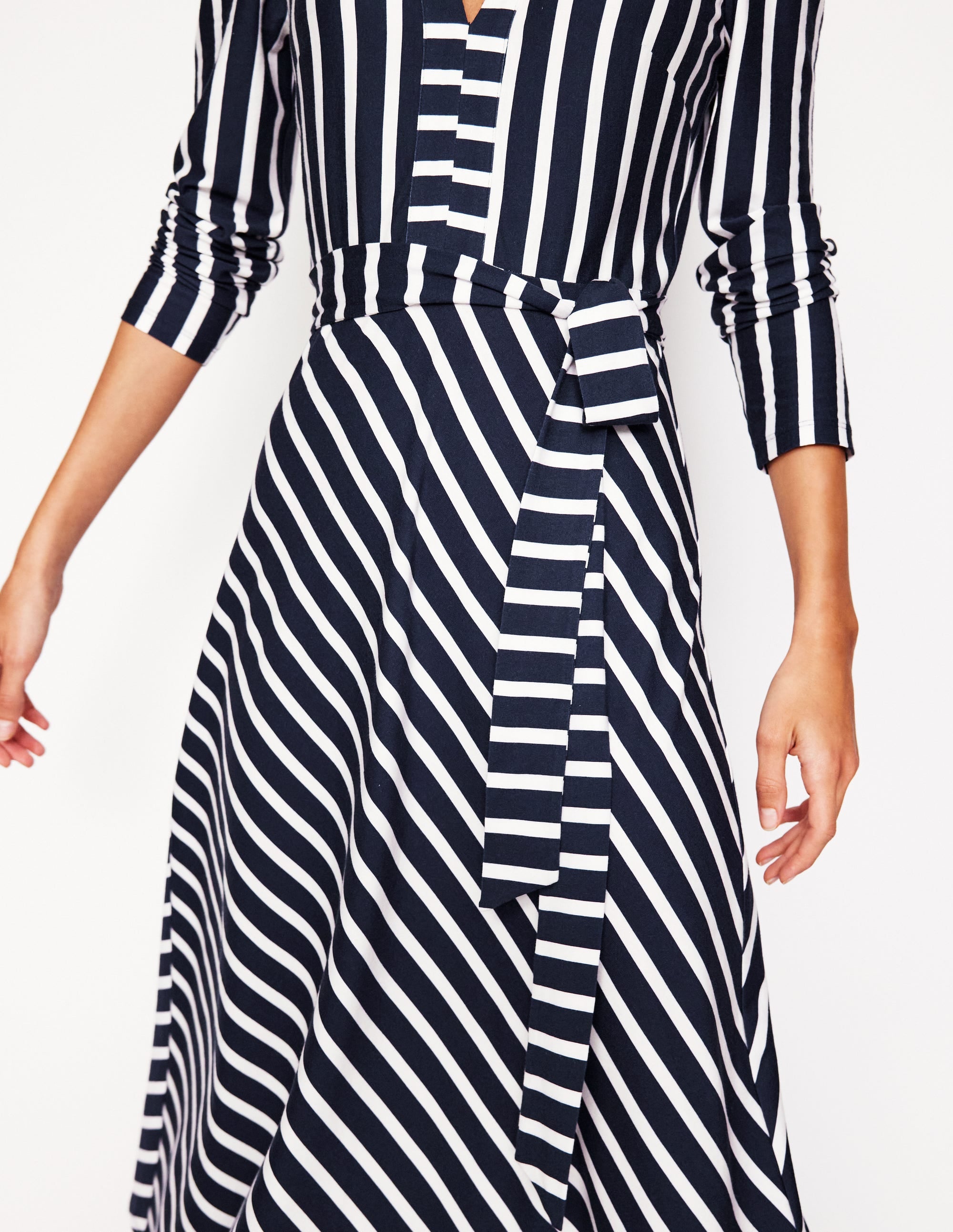 Imogen Collared Jersey Dress-French Navy and Ivory Stripe - Image 2