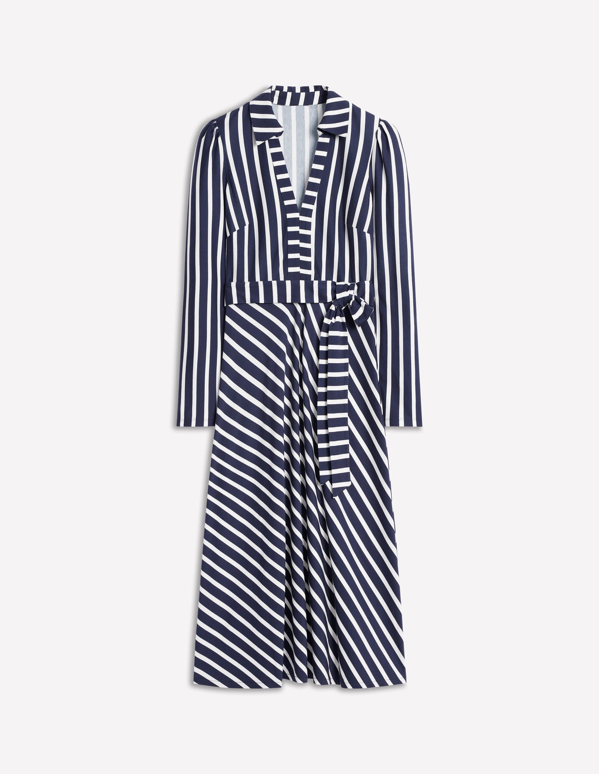 Imogen Collared Jersey Dress-French Navy and Ivory Stripe - Image 6