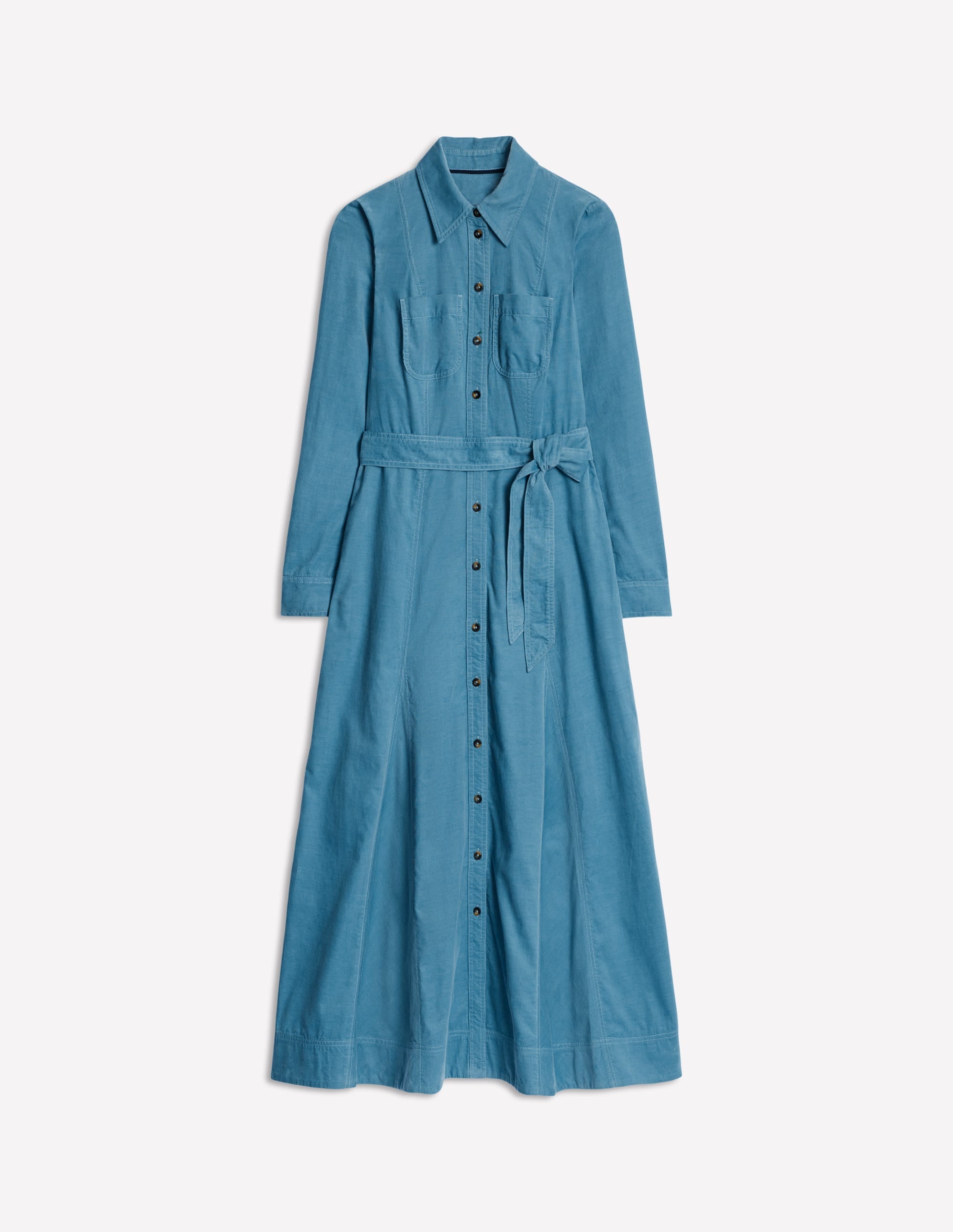 Tess Cord Midi Shirt Dress-Duck Egg Blue - Image 6