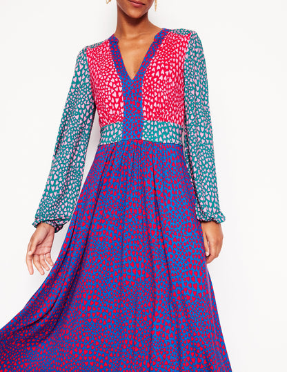 Lily Long Sleeve Midi Dress-Multi, Heart Cluster-3