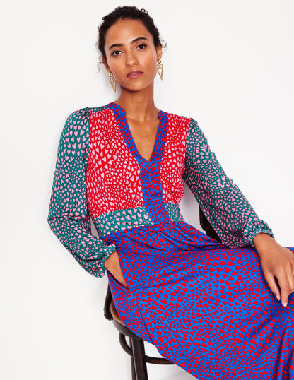 Lily Long Sleeve Midi Dress-Multi, Heart Cluster-5