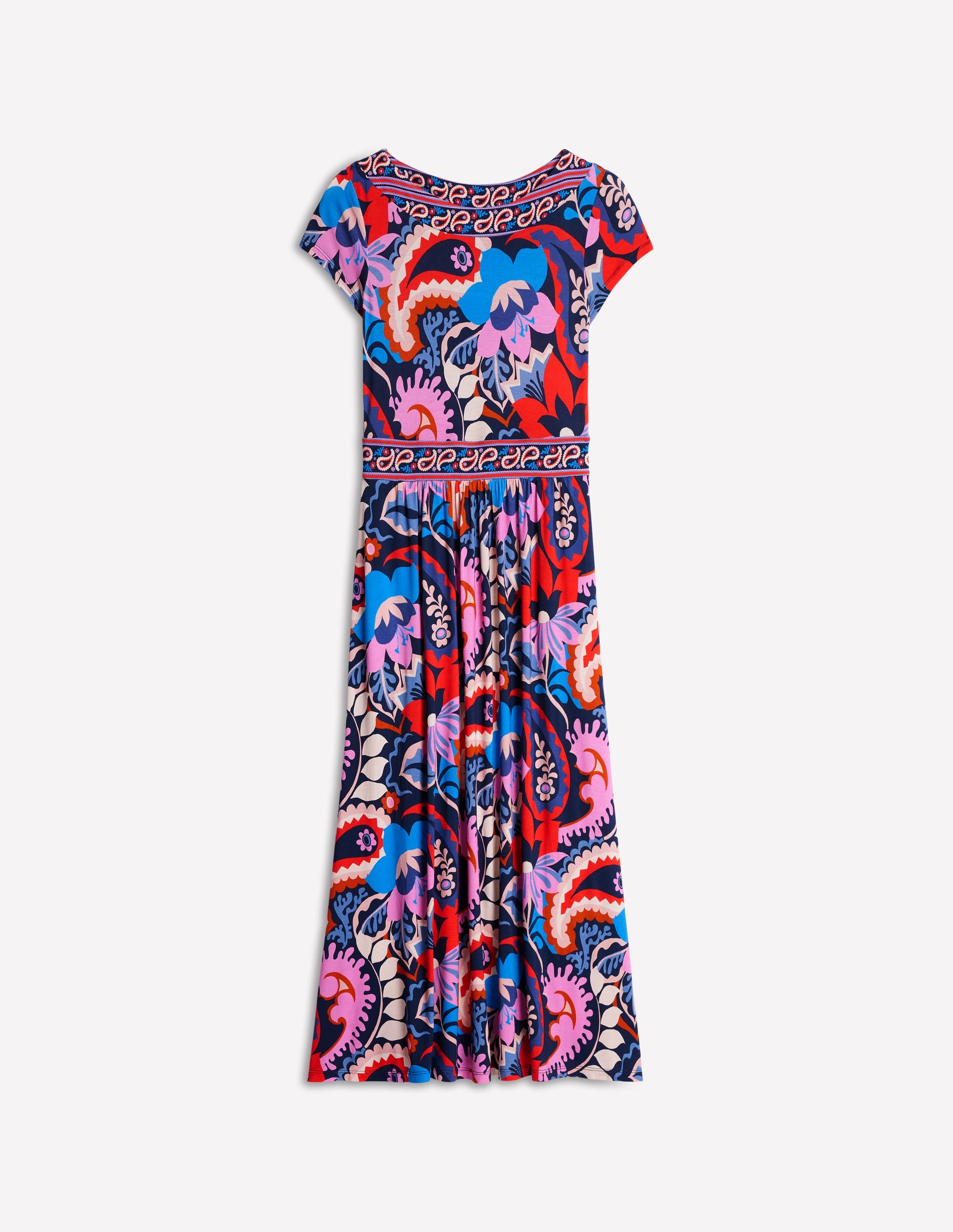Melanie Jersey Midi Dress-French Navy, Botanical Paisley - Image 5