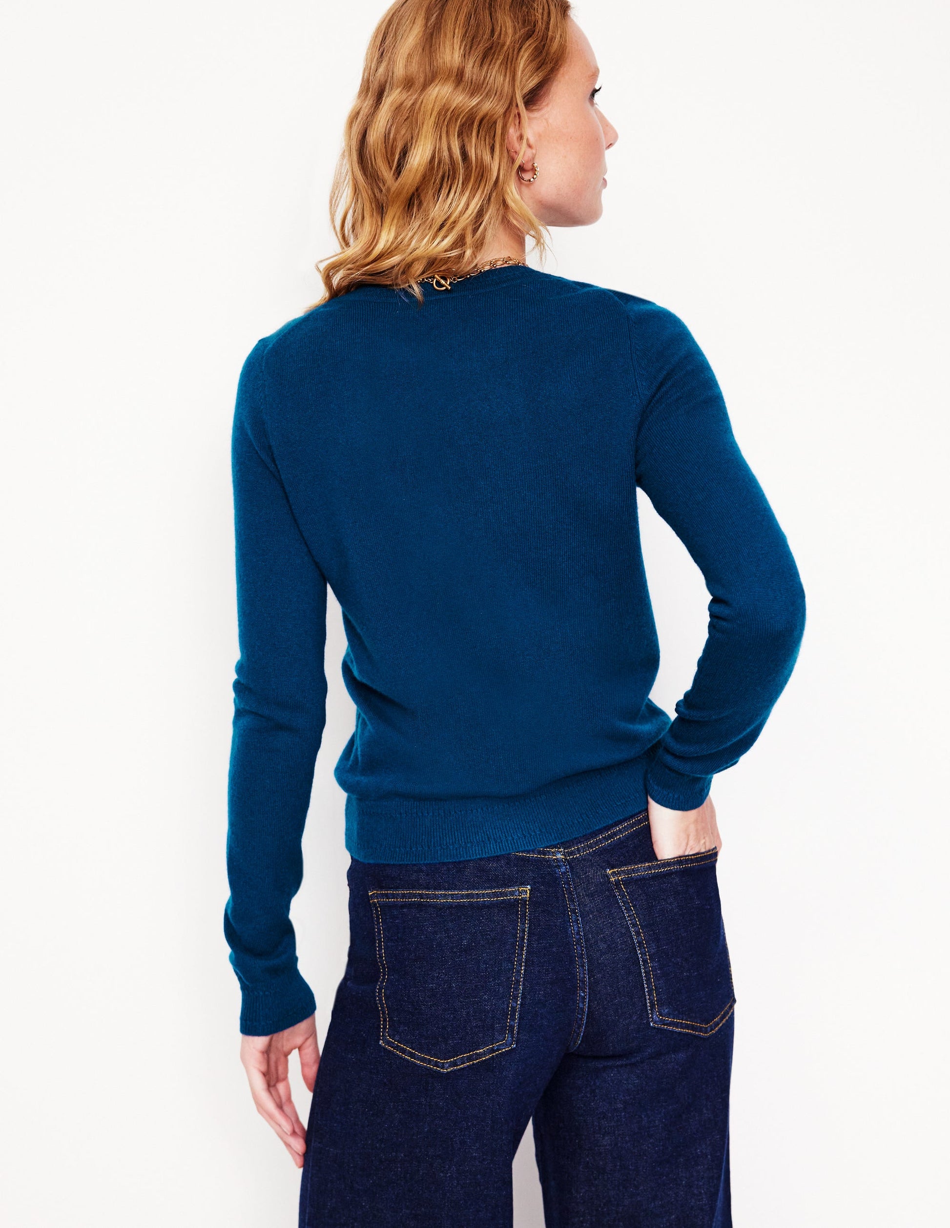 Eva Cashmere Crew Neck Jumper-Harbour Blue-3
