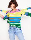 Eva Cashmere Crew Neck Jumper-Green, Pink, Bright Blue Multi