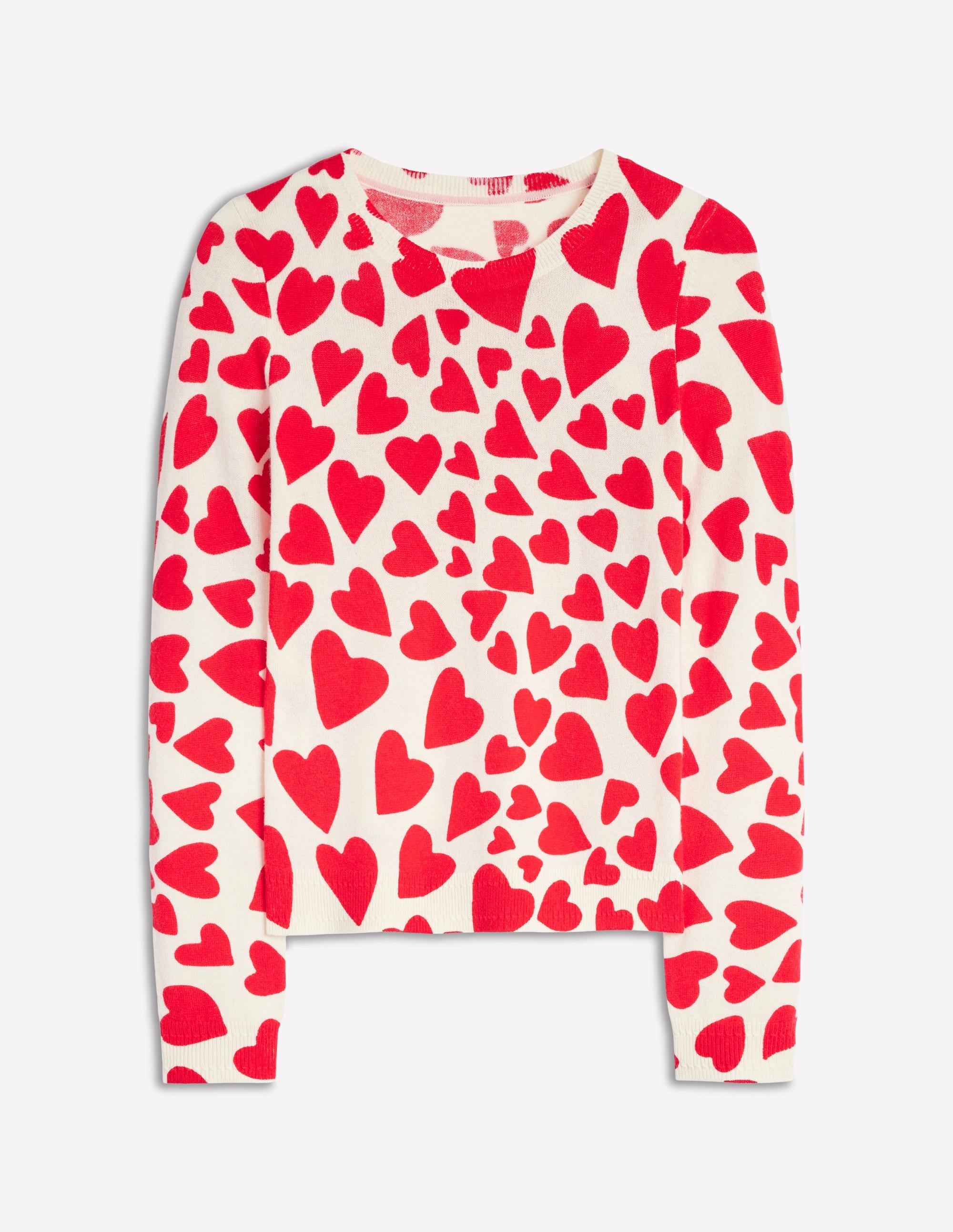 Eva Cashmere Crew Neck Jumper-Ivory, Heart Cluster - Image 6
