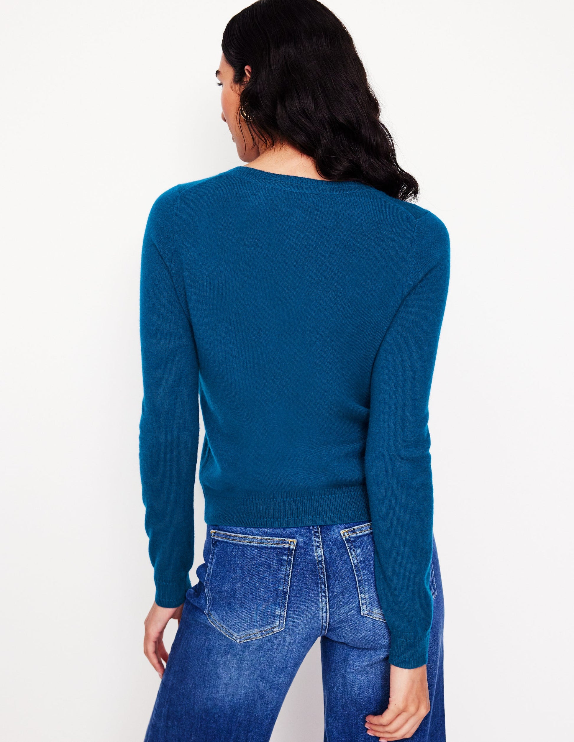 Eva Cashmere Crew Cardigan-Harbour Blue-3