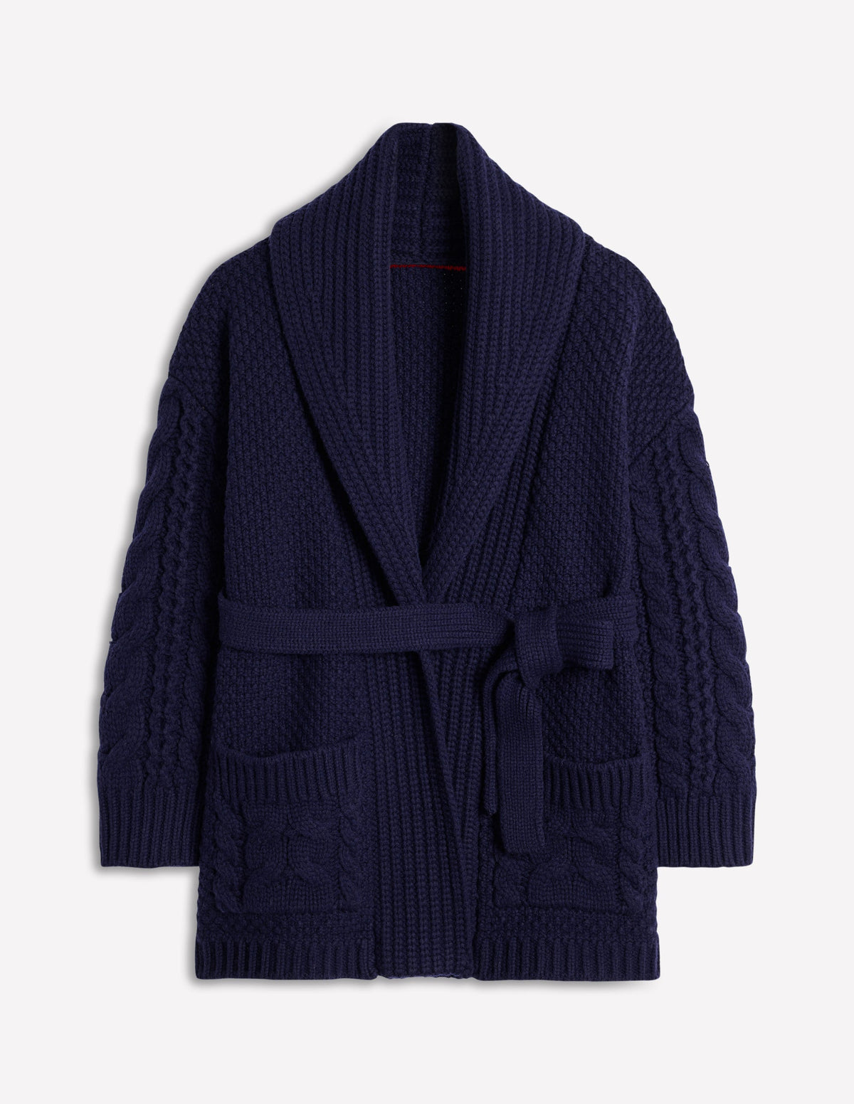 Cable Belted Cardigan-Navy-6