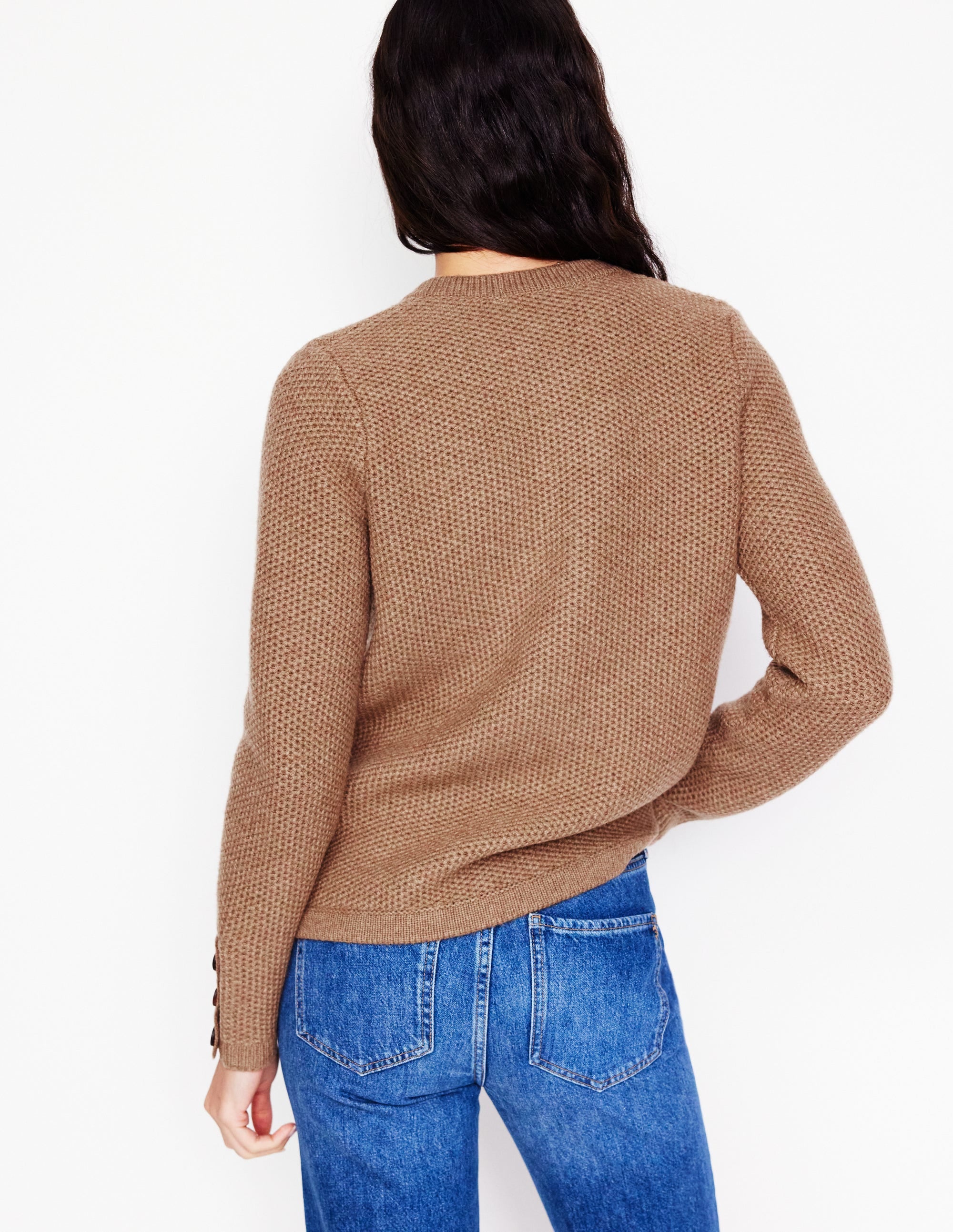 Textured Stitch Cardigan-Praline Brown - Image 3