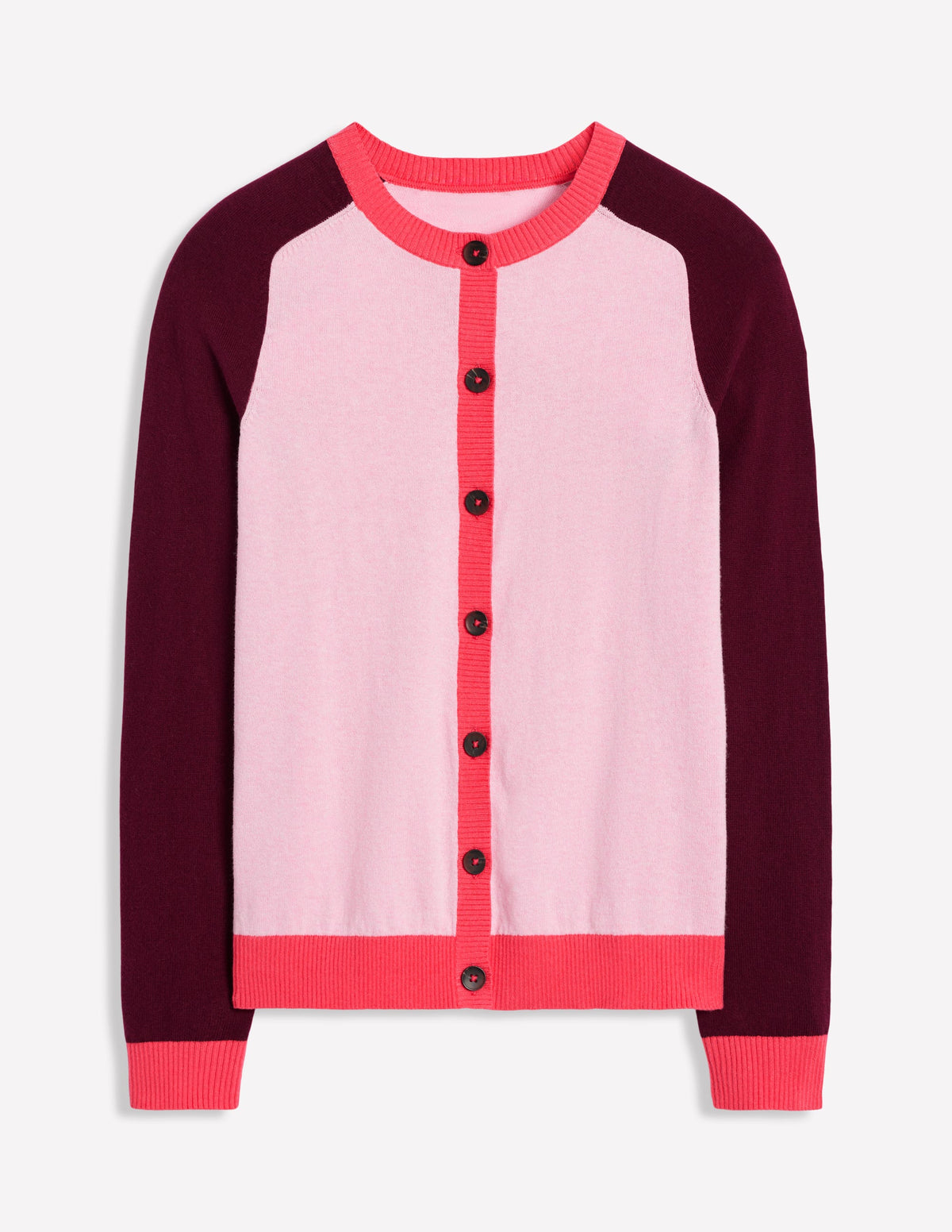 Meg Raglan Sleeve Cardigan-Soft Pink, Colourblock - Image 5