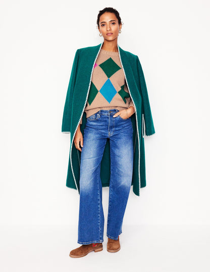 Argyle Crew Neck Jumper-Camel Melange, Multi-4