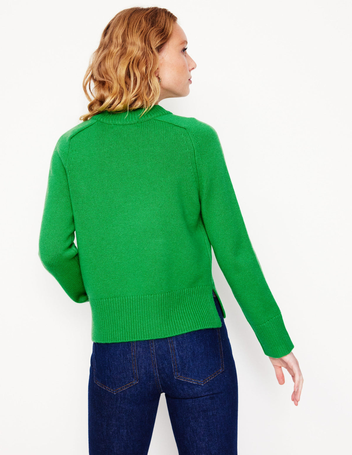 Wide Sleeve Cashmere Jumper-Bright Green - Image 3