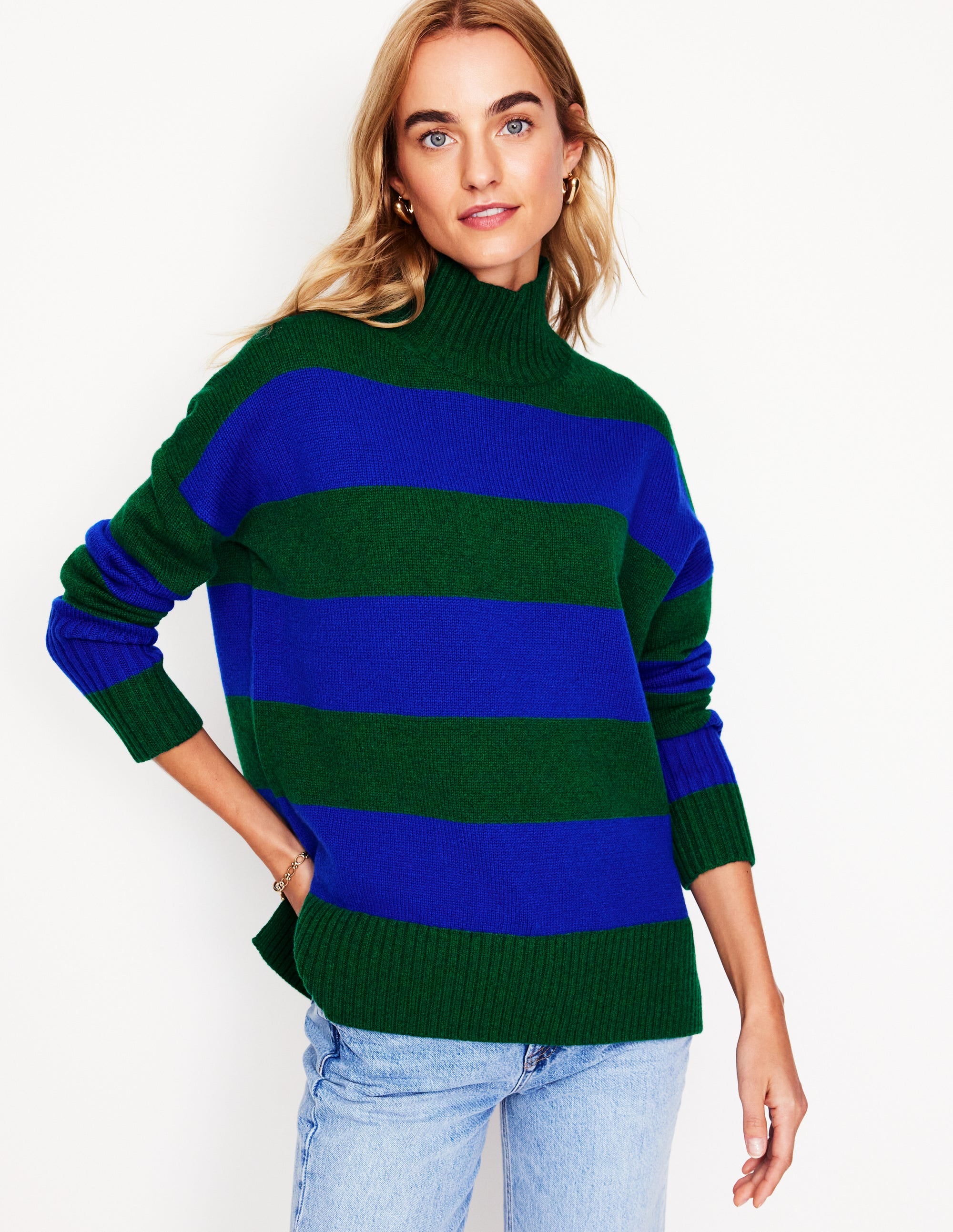 Jessica Oversized Jumper-Bavaria Green, Monarch Blue - Image 1