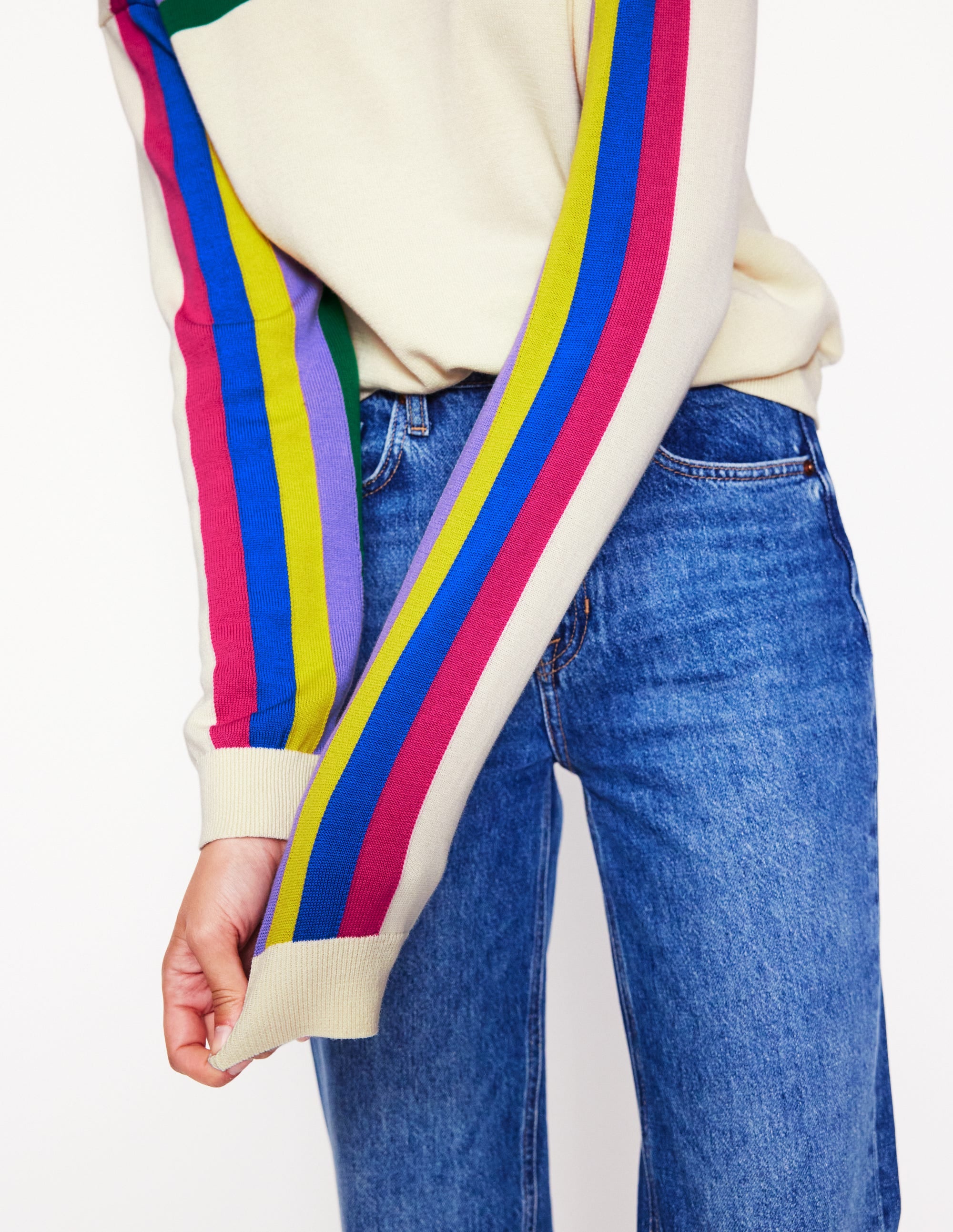 Lara Relaxed Cotton Jumper-Rainbow Curve Knit - Image 2