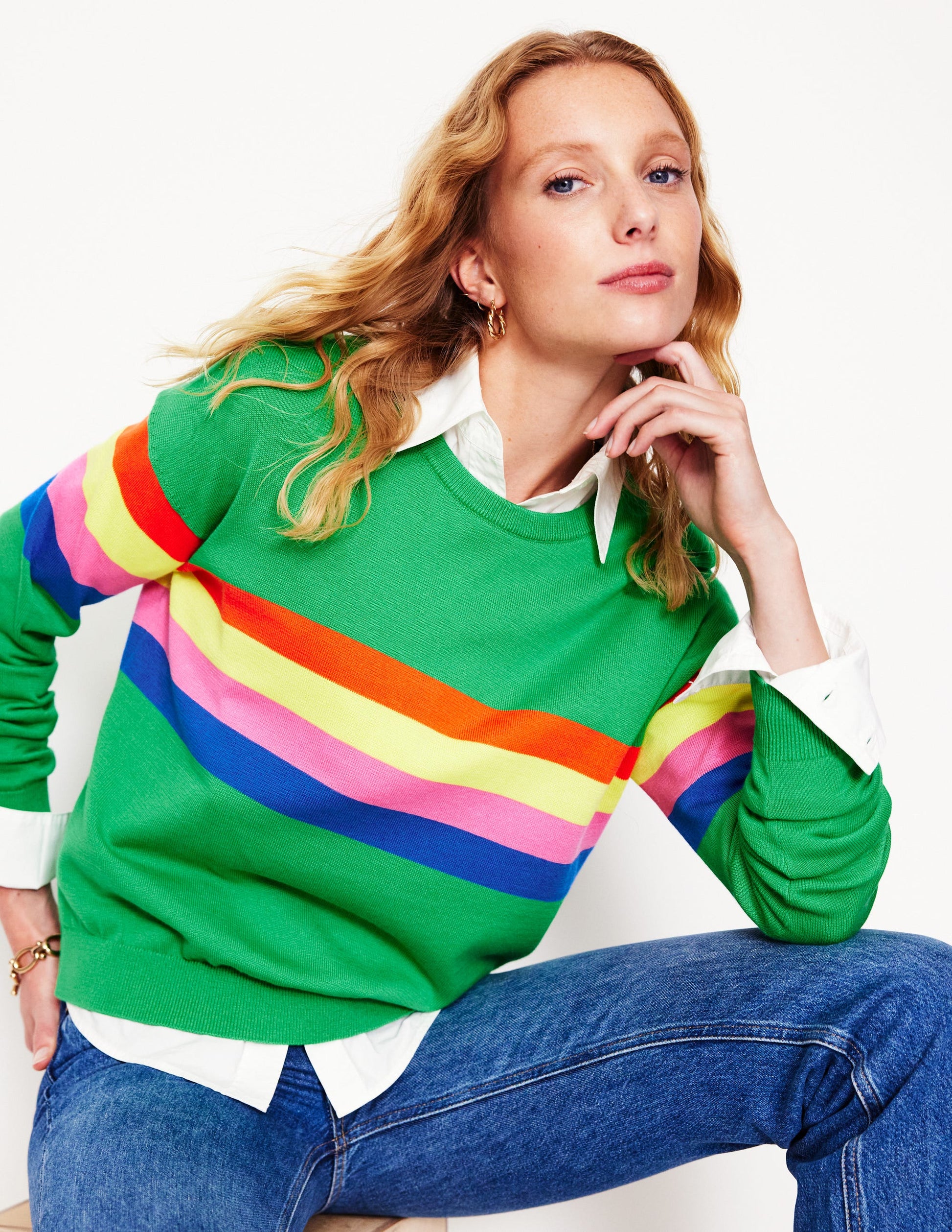 Within Her She In Pulli Lara Relaxed Cotton Jumper-Bright Green