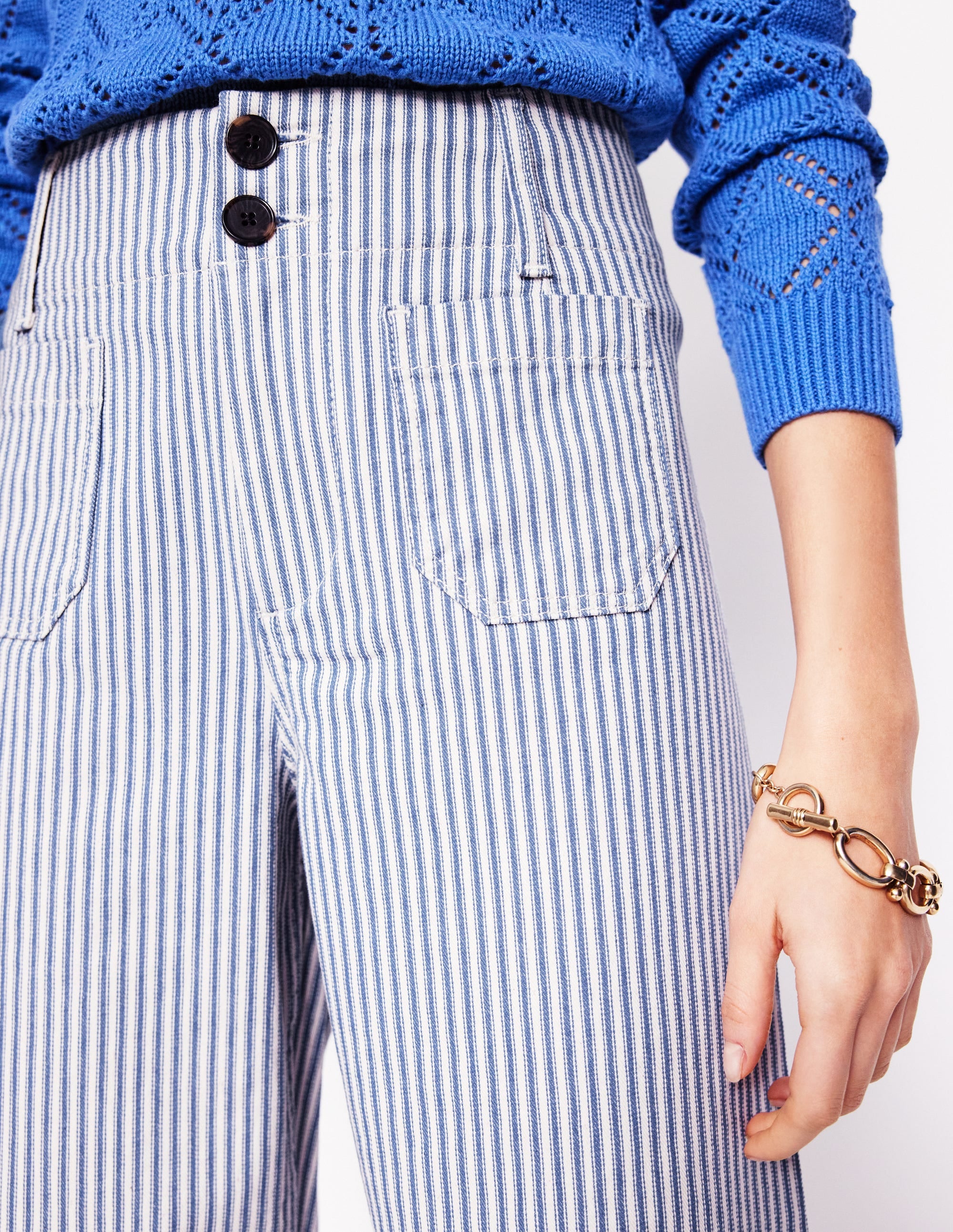 Primrose Patch Pocket Trousers-Ticking Stripe - Image 2