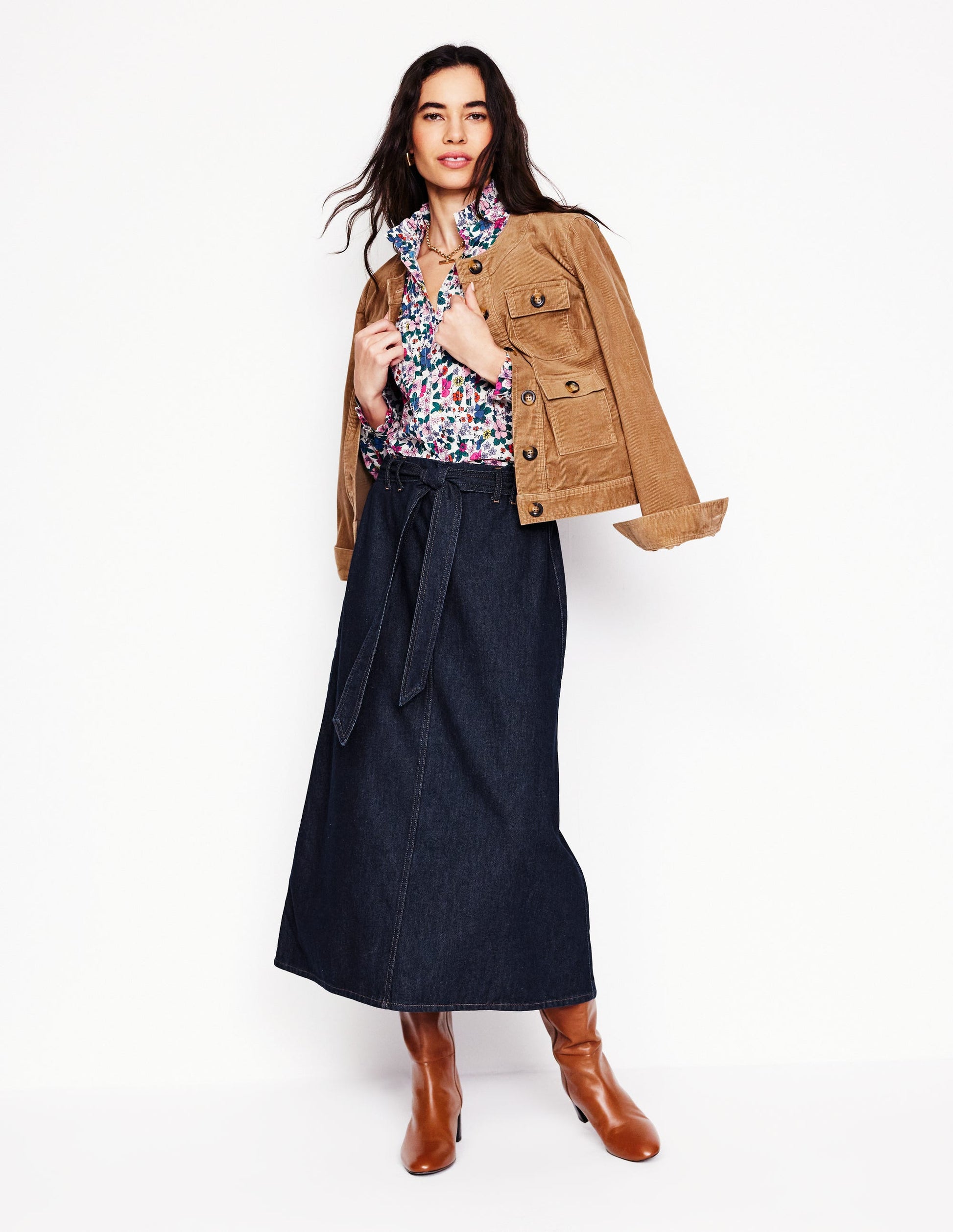 Denim Maxi Skirt-Indigo Rinse Boden UK - Main Image