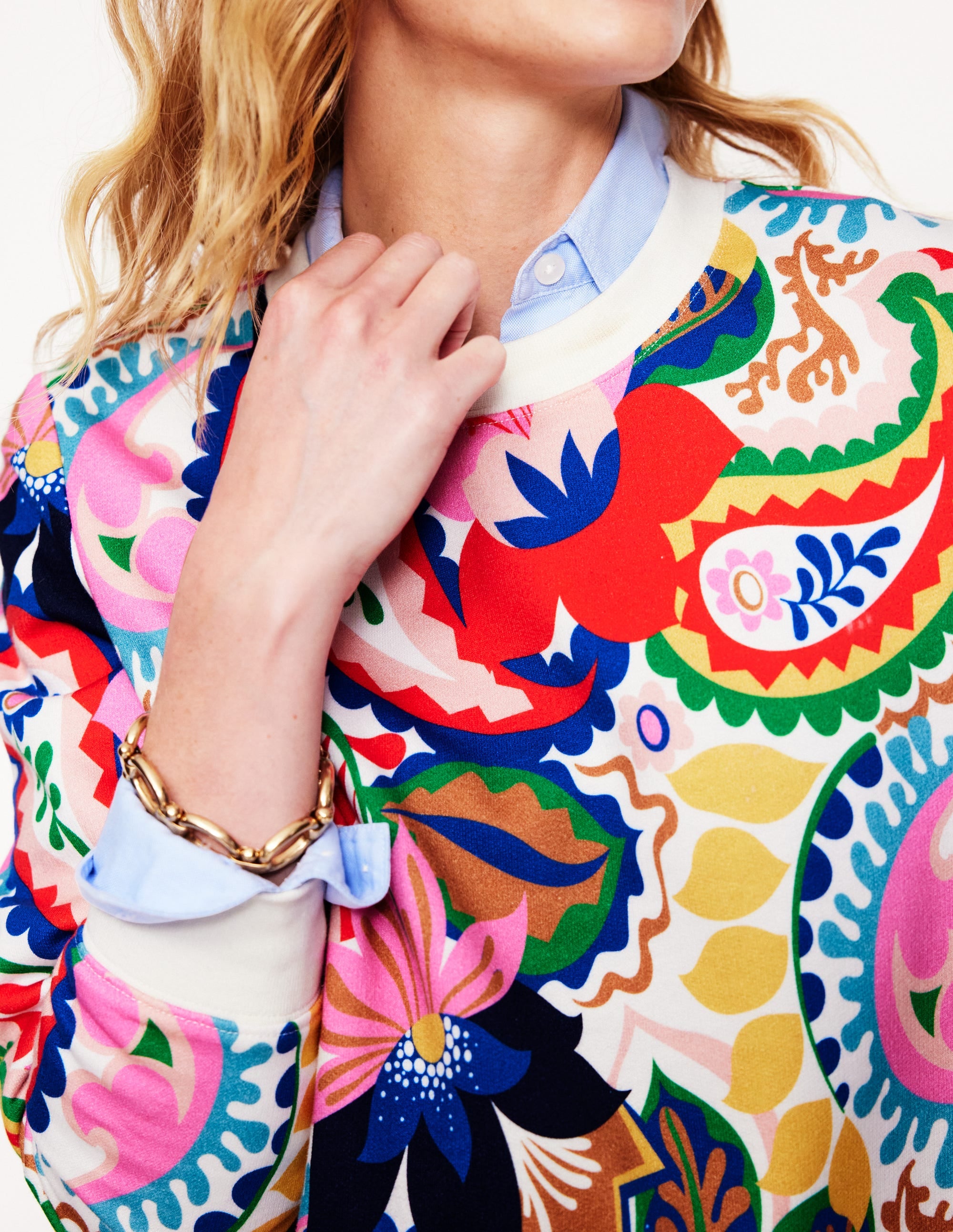 Hannah Printed Sweatshirt-Multi, Botanical Paisley - Image 2