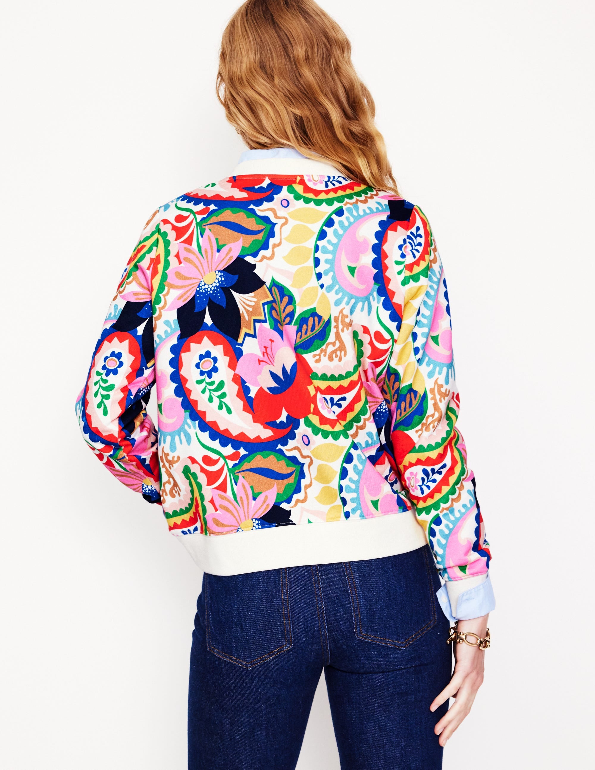 Hannah Printed Sweatshirt-Multi, Botanical Paisley - Image 3