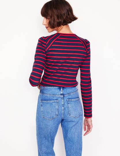 Arabella Stripe Jersey Top-Navy, Red Stripe-3