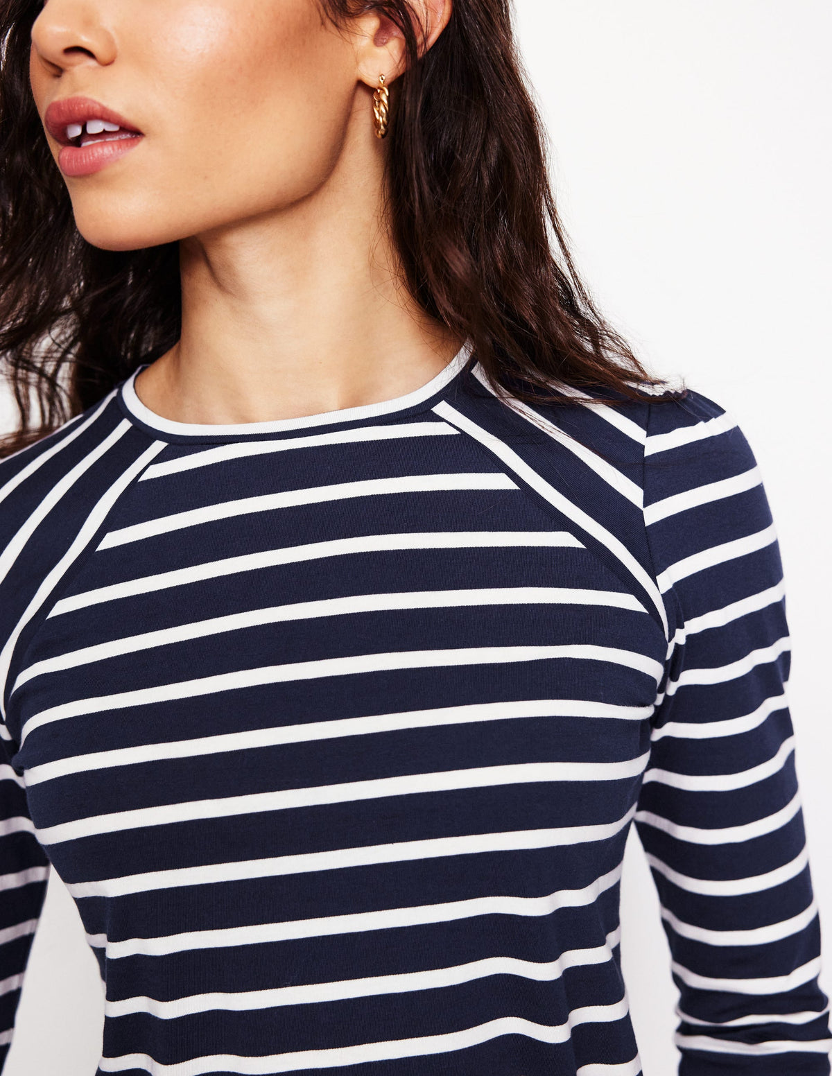 Arabella Stripe Jersey Top-Navy, Ivory Stripe - Image 2