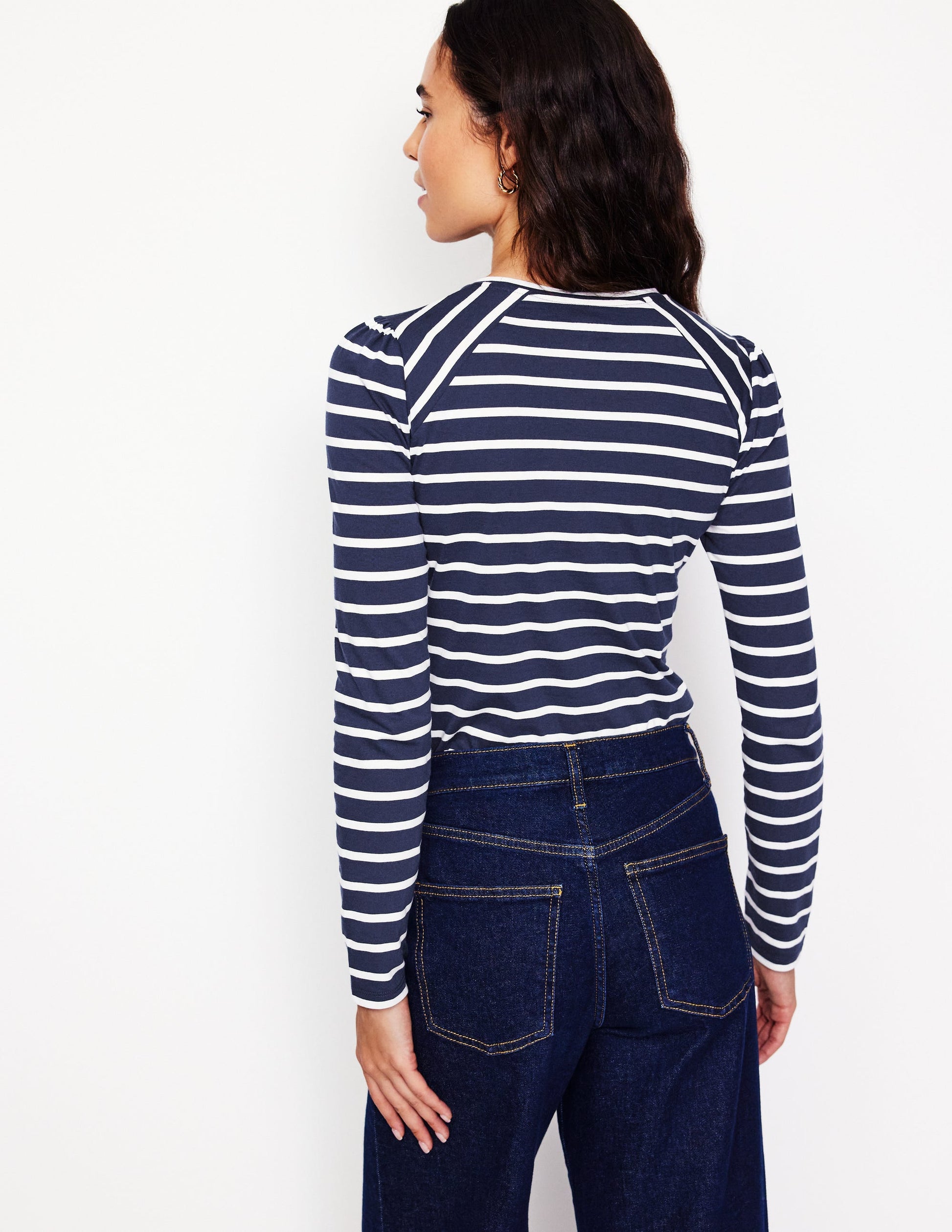 Arabella Stripe Jersey Top-Navy, Ivory Stripe-3