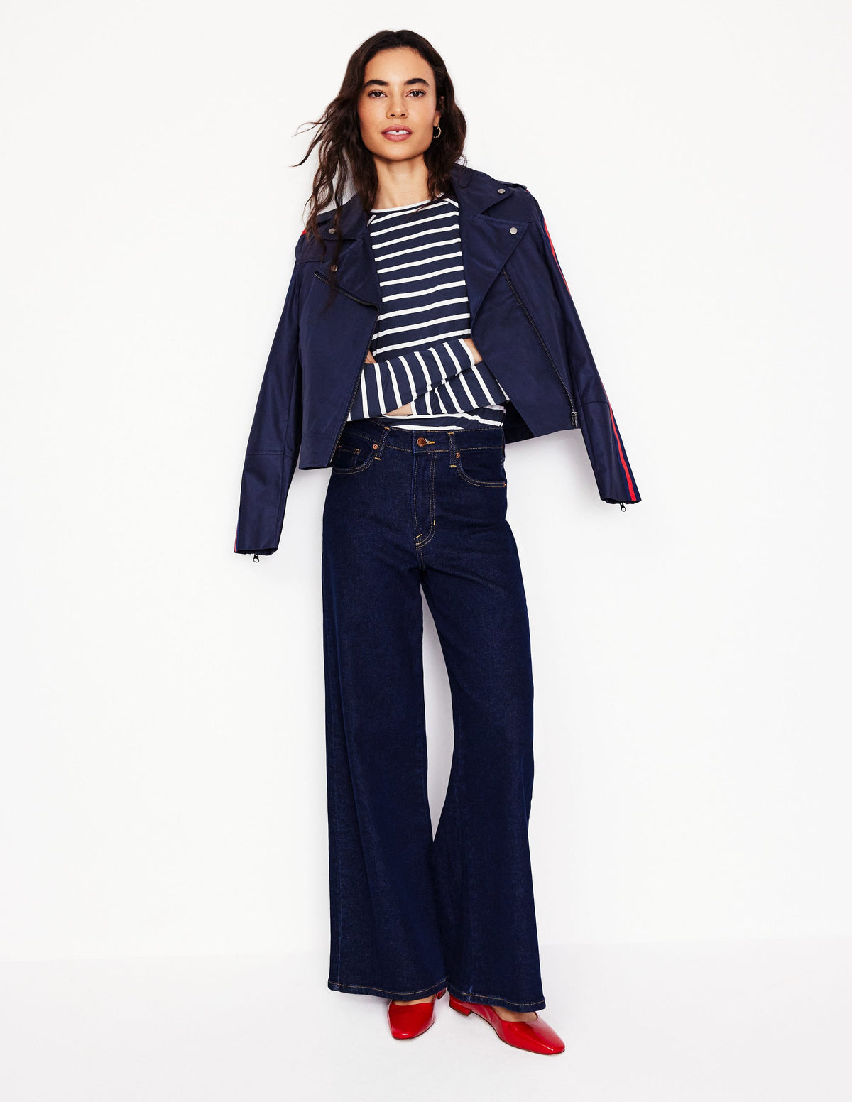 Arabella Stripe Jersey Top-Navy, Ivory Stripe - Image 4