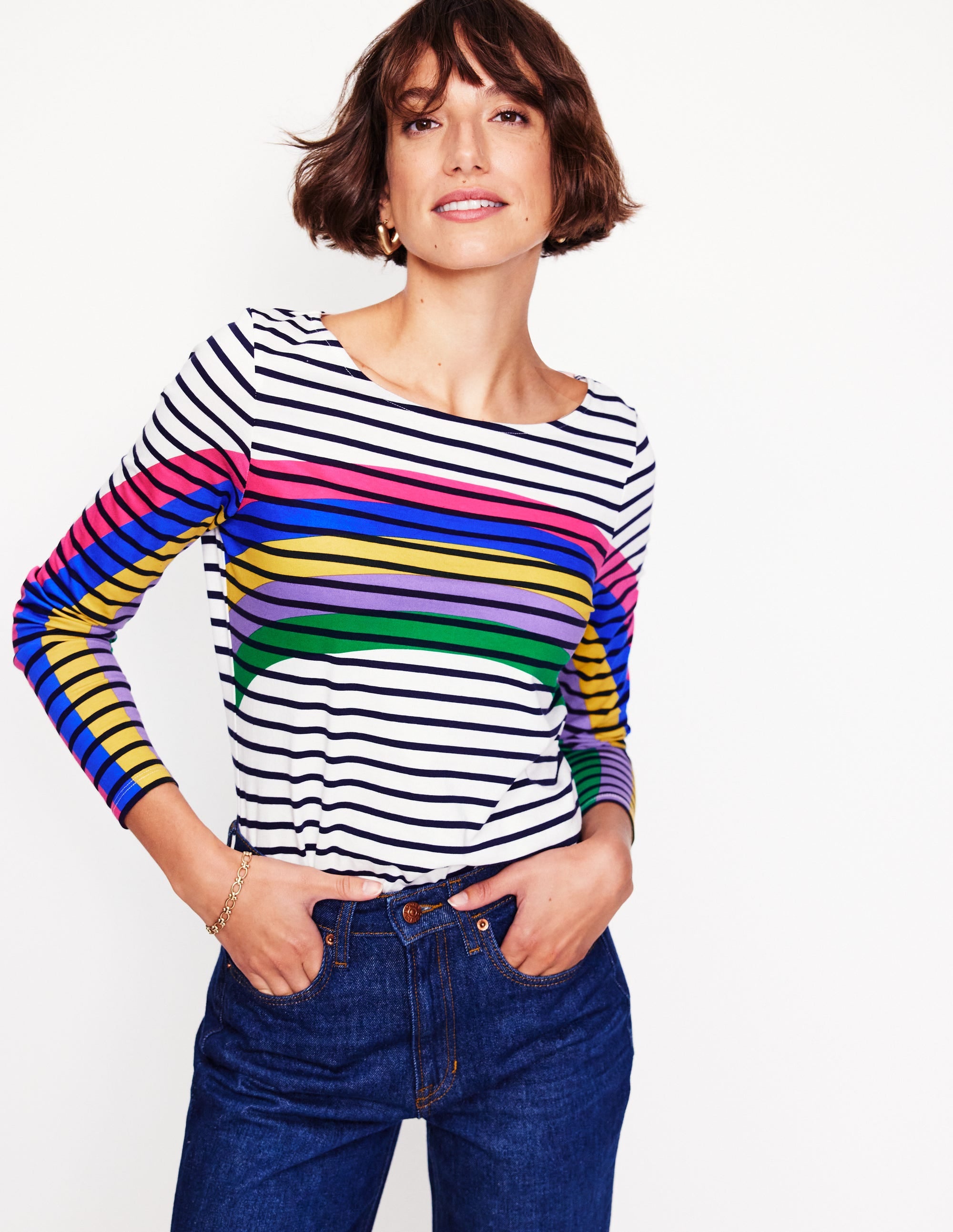 Ella Long Sleeve Breton-Rainbow Curve Breton - Image 1