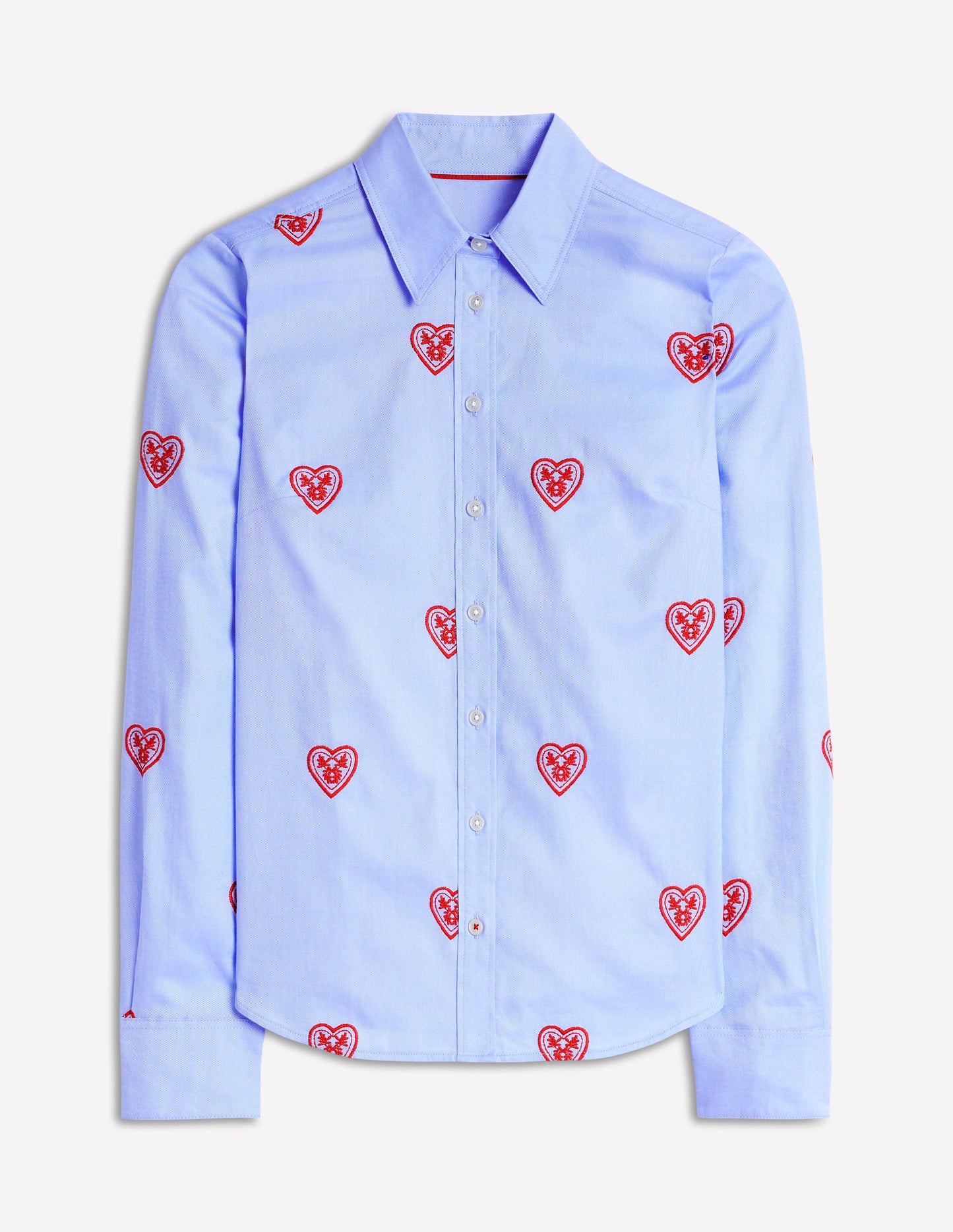 Sienna Interest Cotton Shirt-Blue Oxford, Hearts
