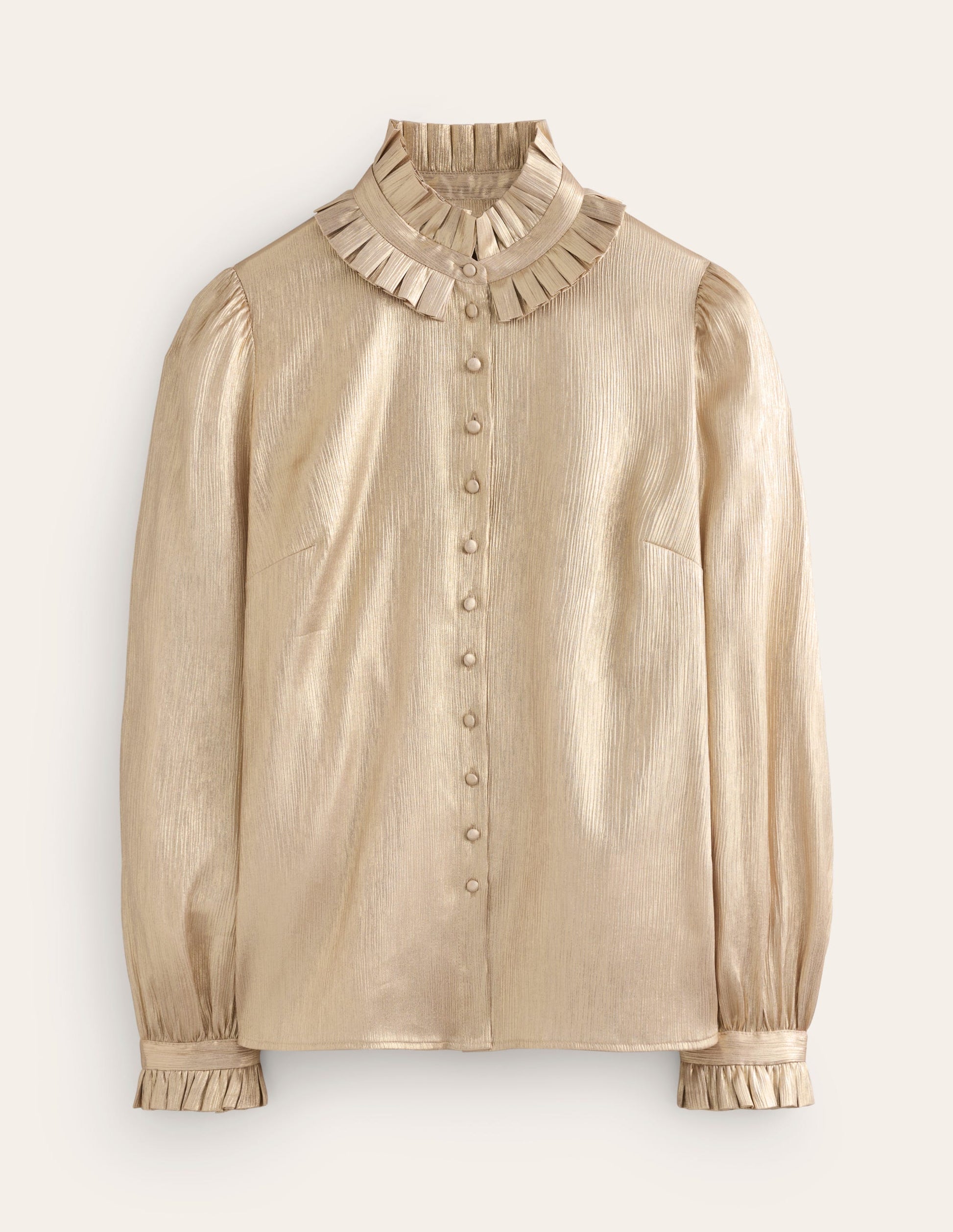Ruffle Collar Party Blouse-Gold-6