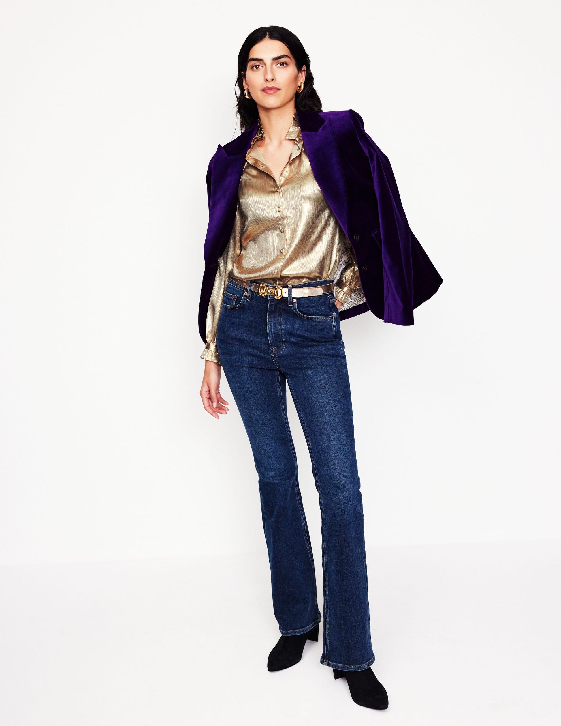 Ruffle Collar Party Blouse-Gold-4