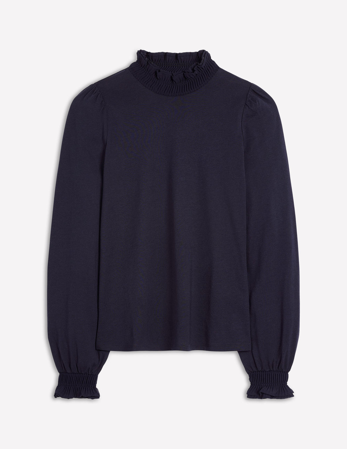 Woven Frill Supersoft Top-Navy - Image 5