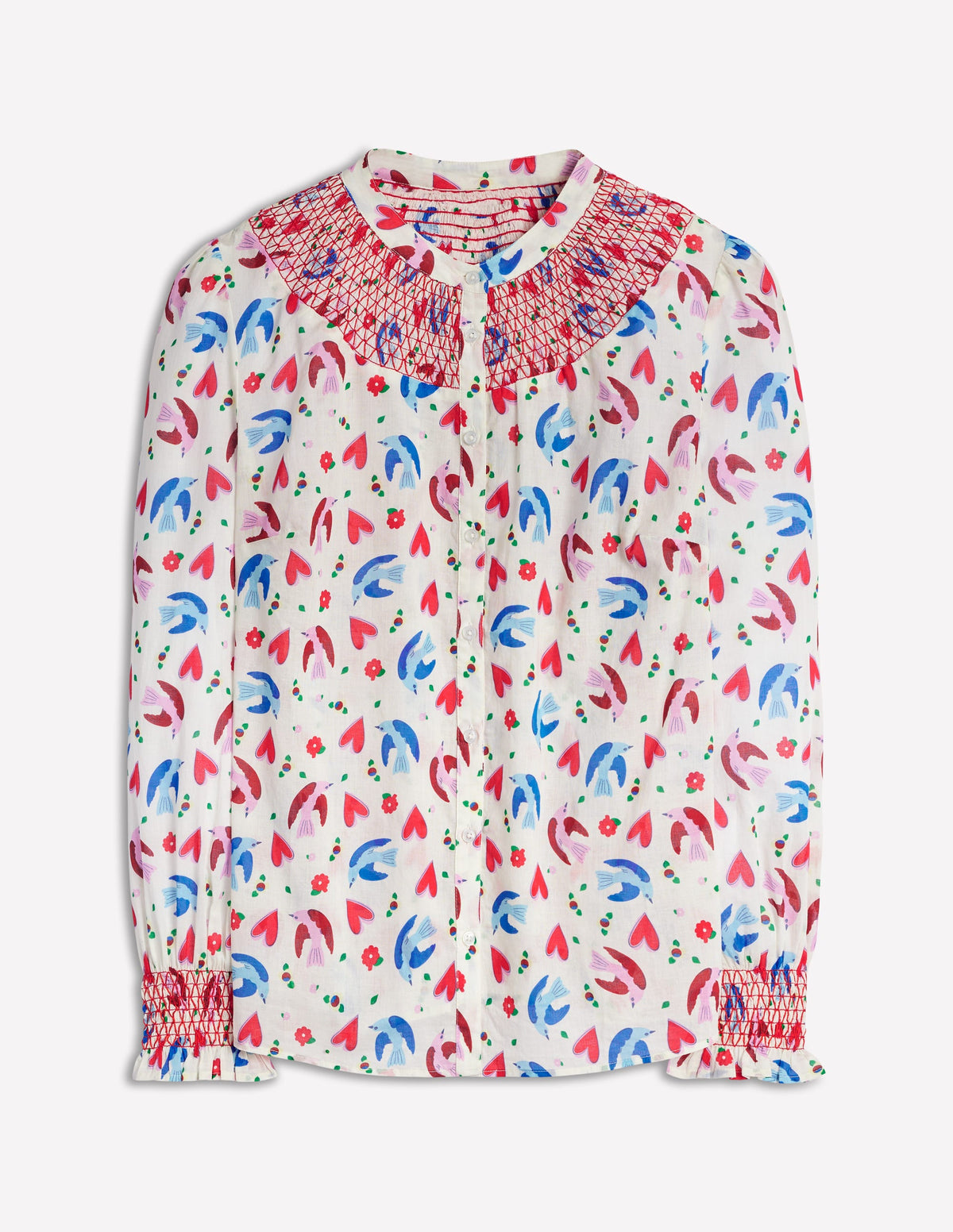 Effie Smocked Blouse-Ivory, Heart Flutter - Image 5