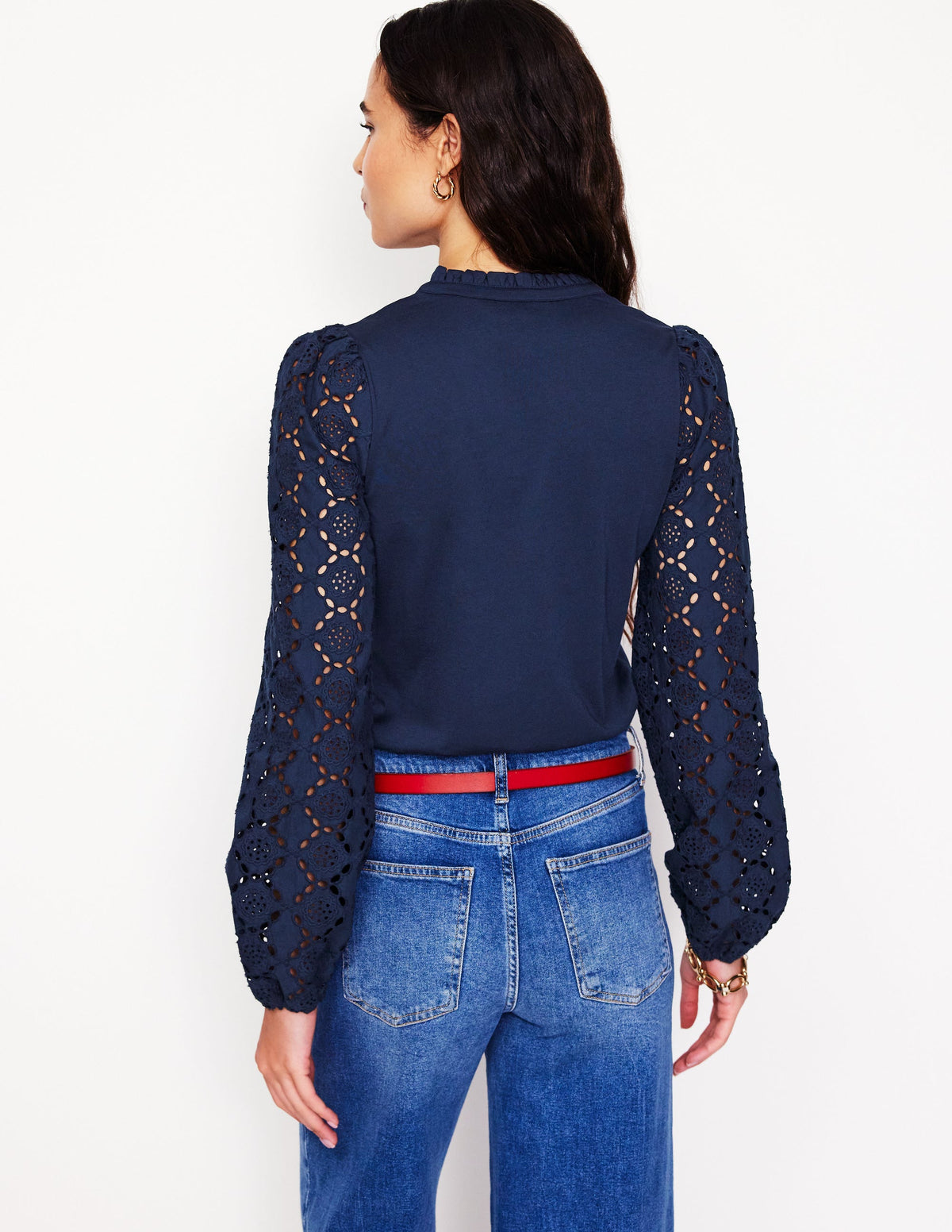 Eden Broderie Blouse-Navy - Image 3