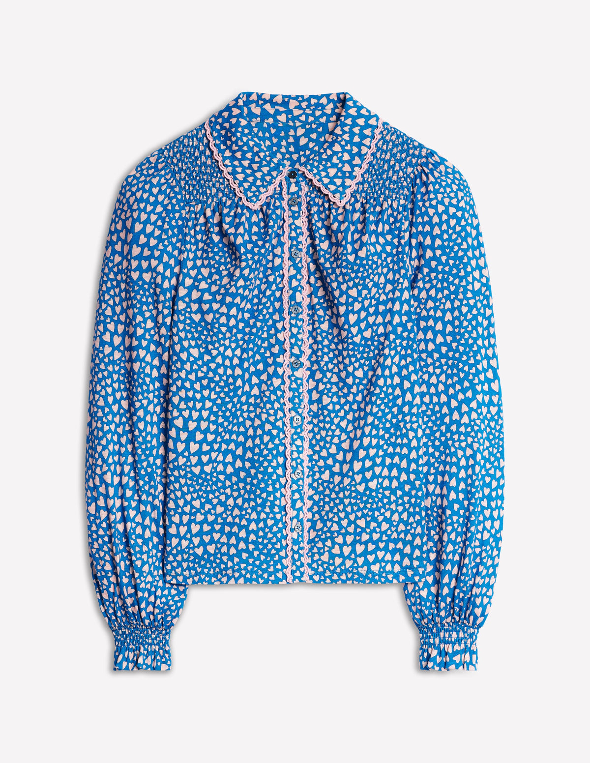 Smocked Jersey Shirt-Gallery Blue, Heart Cluster - Image 6